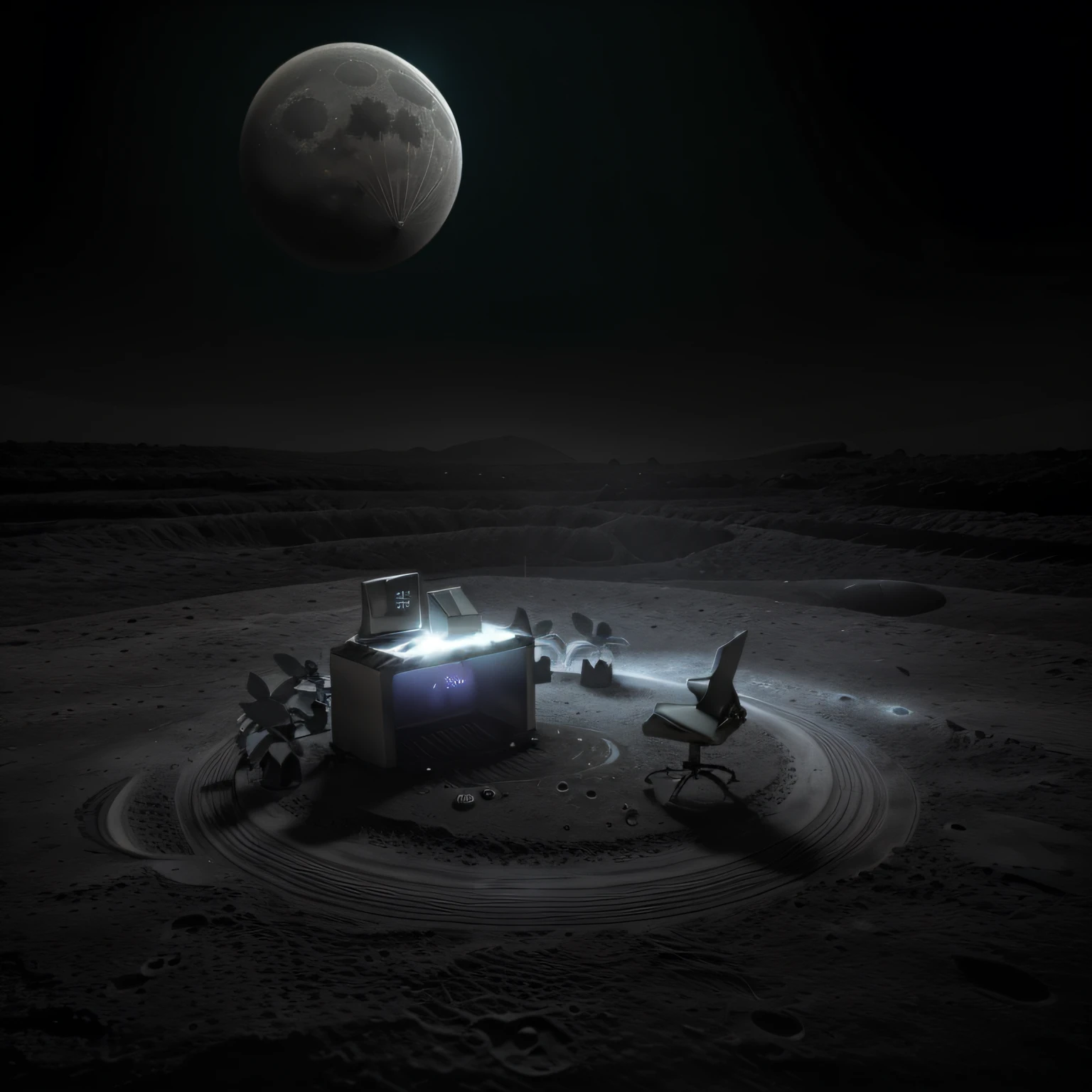 Generate a similar lunar surface,A work with a strong sense of science fiction