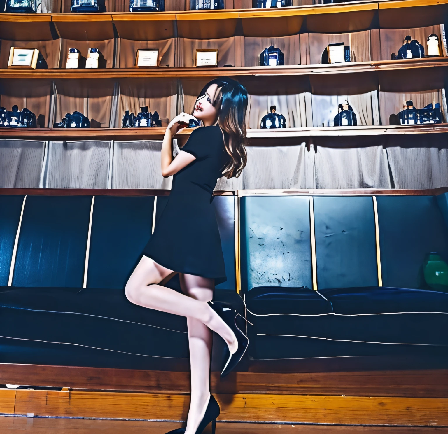 Casual dress、Feet clean、pretty pose、wearing miniskirt、I'm wearing high heels、dress like a dress、Bewitching、Beautiful teenage woman、kawaii、zora々Right、Lifelike face、Convoluted、Girls Bar、Black Dress、japanes、Cool、