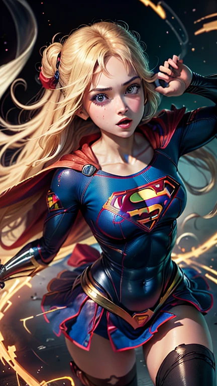 (best quality, master part, absurdos)), 1girl(Supergirl),20 anos, corpo definido, expressivos e olhos azuis, Seios enormes, nu, peito enorme, quadris largos