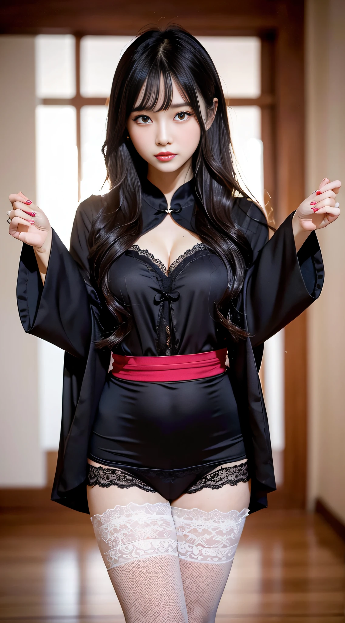 One girl, chest, Black Hair, Black Hair, Red eyes, Anatomically correct,