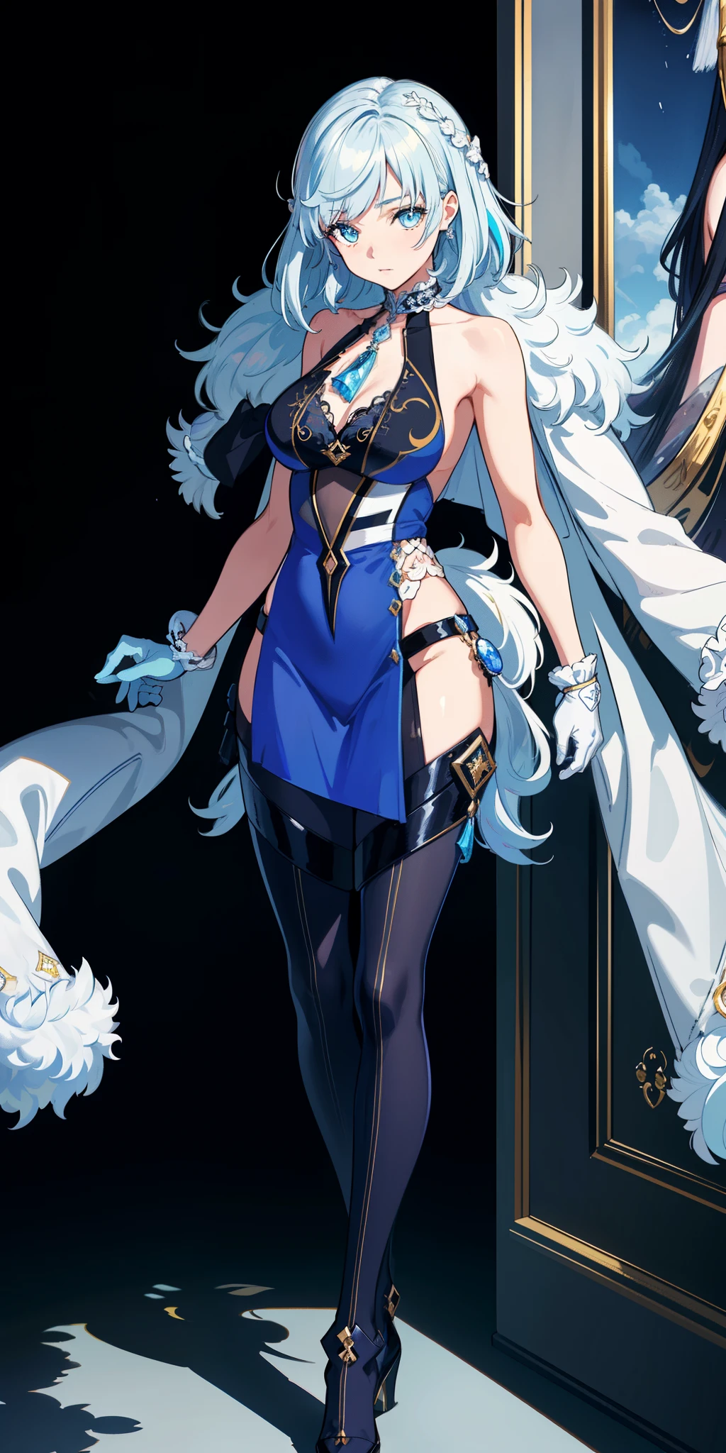 woman, (adult:1.5), extremely detailed eyes and face, beautiful detailed eyes, white hair, long hair, ponytail, hair ribbon, red eyes, earrings, jewelry, bodystocking, (wetting self:1.5), standing, humiliation, blushing, angry, full body, best quality, 4k, 8k, highres, (masterpiece:1.2), ultra-detailed, HDR, UHD, studio lighting, ultra-fine painting, sharp focus, physically-based rendering, extreme detail description, professional, vivid colors, bokeh, ray-tracing