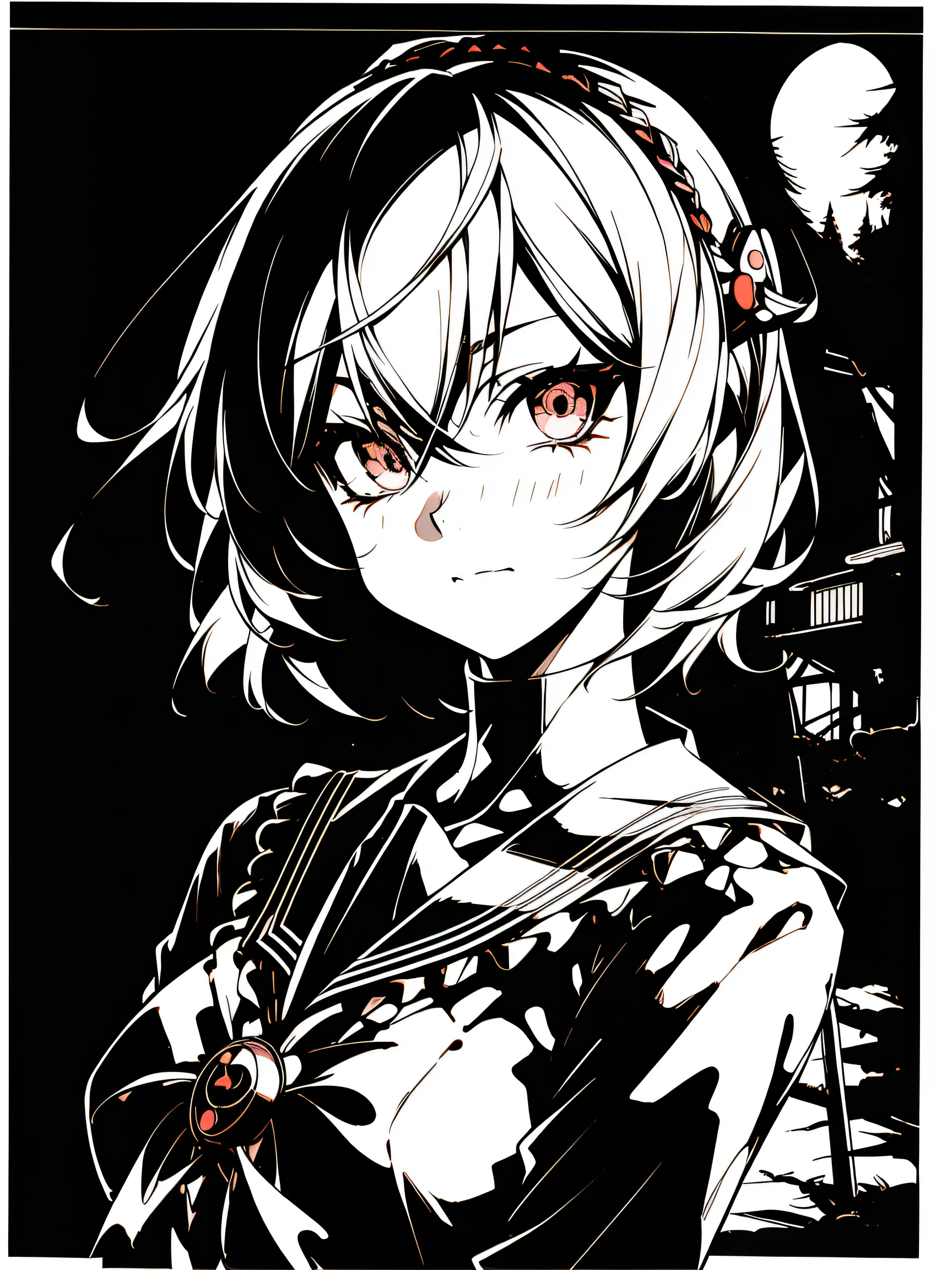 v5lcn style,(Best Quality,masutepiece:1.2),(Anime style,Comic Noir Style:1.1),1girl in,cute-style,Adorable,extremely detailed eye,extra detailed face,very detail hair,8K,resolution,High School Girl,Sailor Uniform