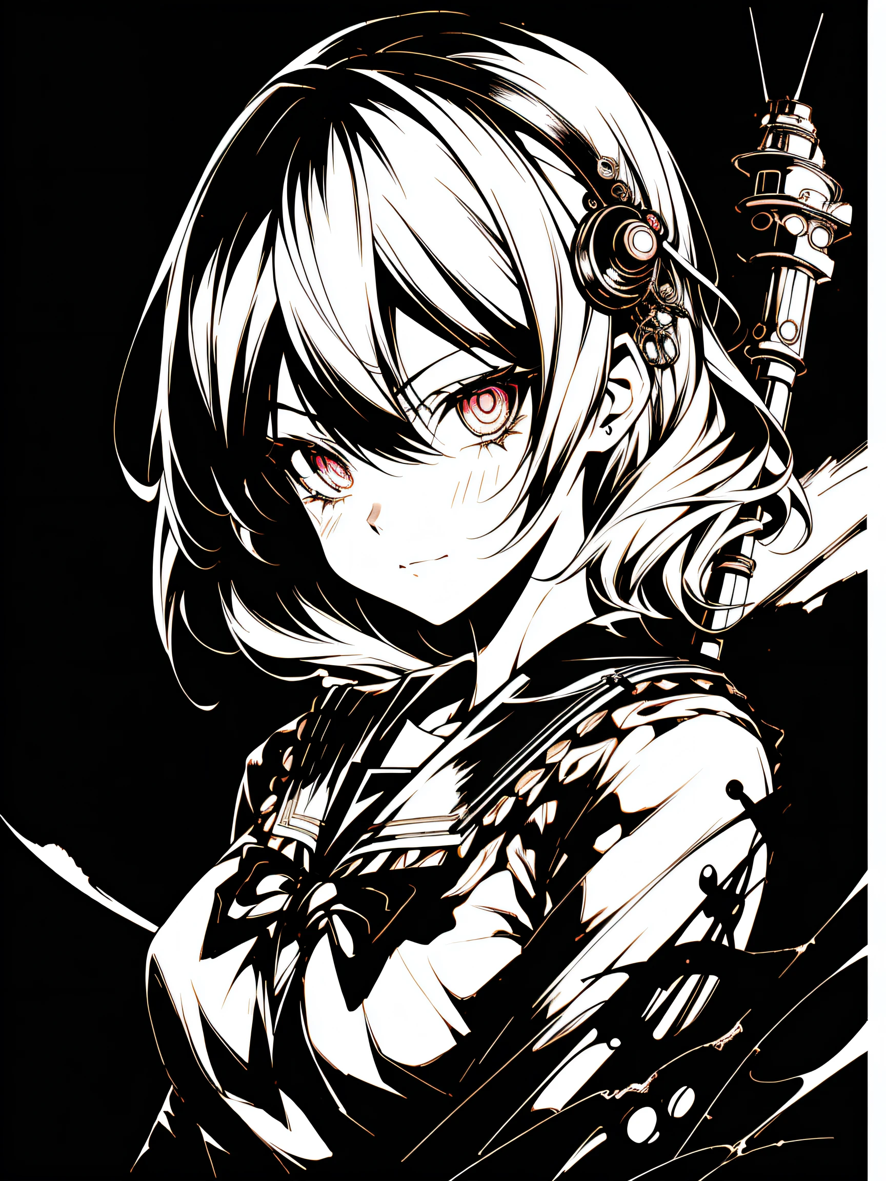 v5lcn style,(Best Quality,masutepiece:1.2),(Anime style,Comic Noir Style:1.1),1girl in,cute-style,Adorable,extremely detailed eye,extra detailed face,very detail hair,8K,resolution,High School Girl,Sailor Uniform