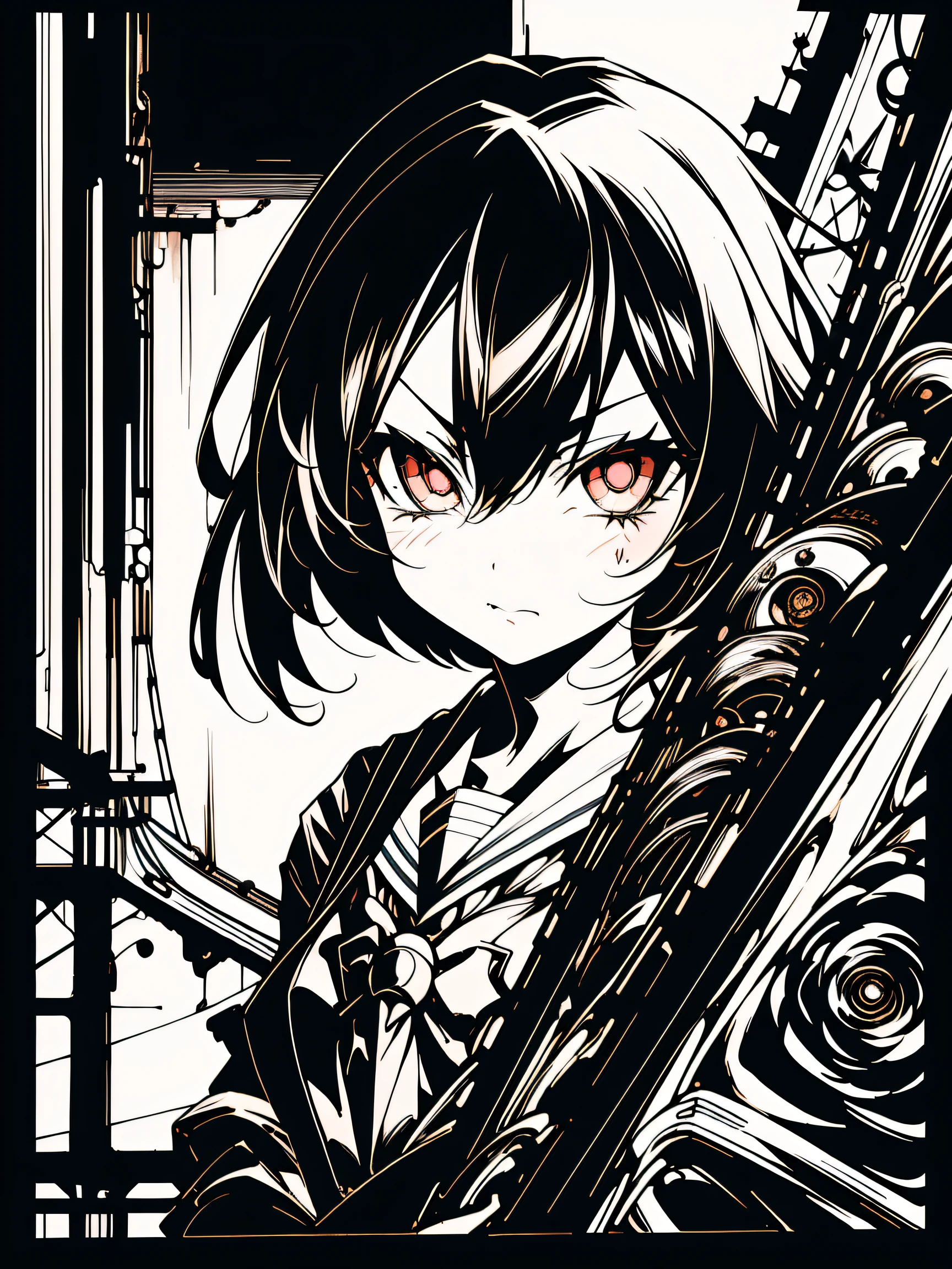 v5lcn style,(Best Quality,masutepiece:1.2),(Anime style,Comic Noir Style:1.1),1girl in,cute-style,Adorable,extremely detailed eye,extra detailed face,very detail hair,8K,resolution,High School Girl,Sailor Uniform