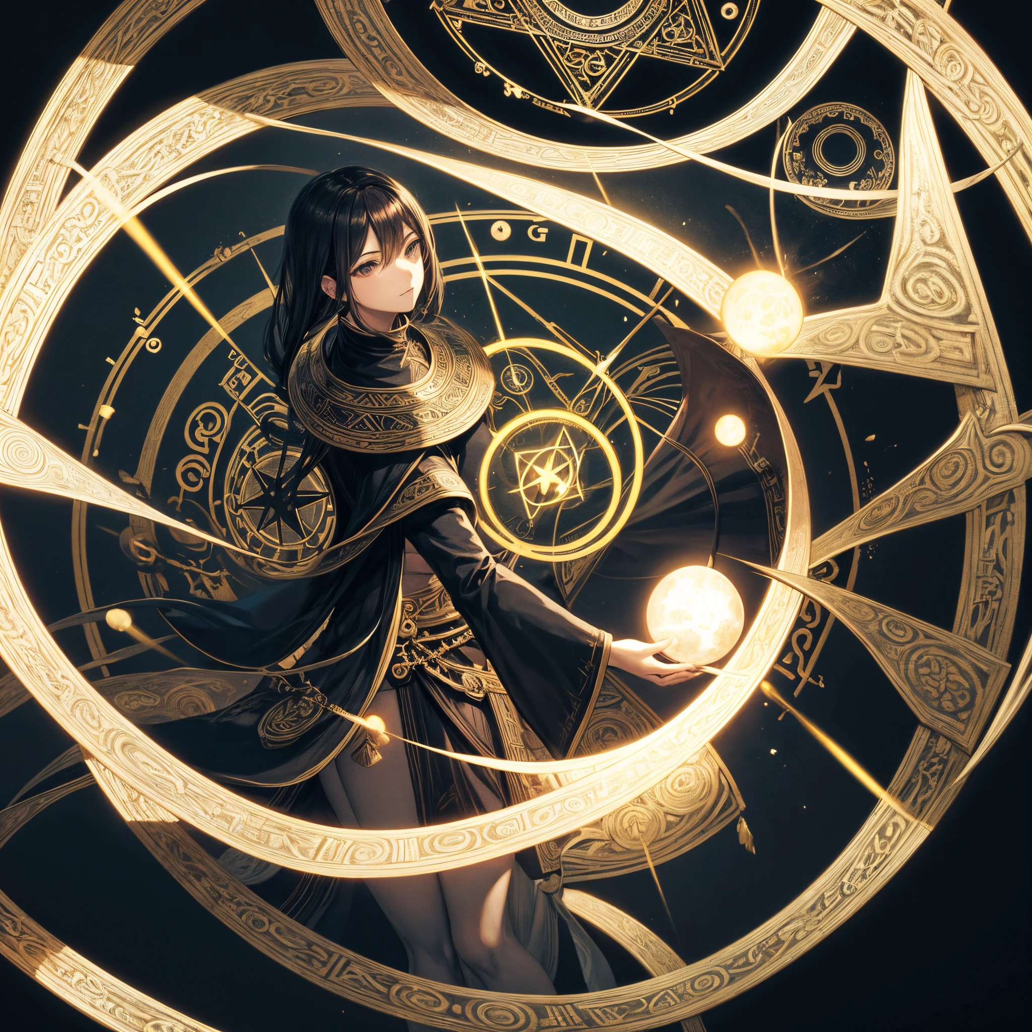 circle Convoluted Fantasia Ancient writings Round Black background Fantastical magic circles planar one big circle fine print fine shape bilaterally symmetrical Geometry learned