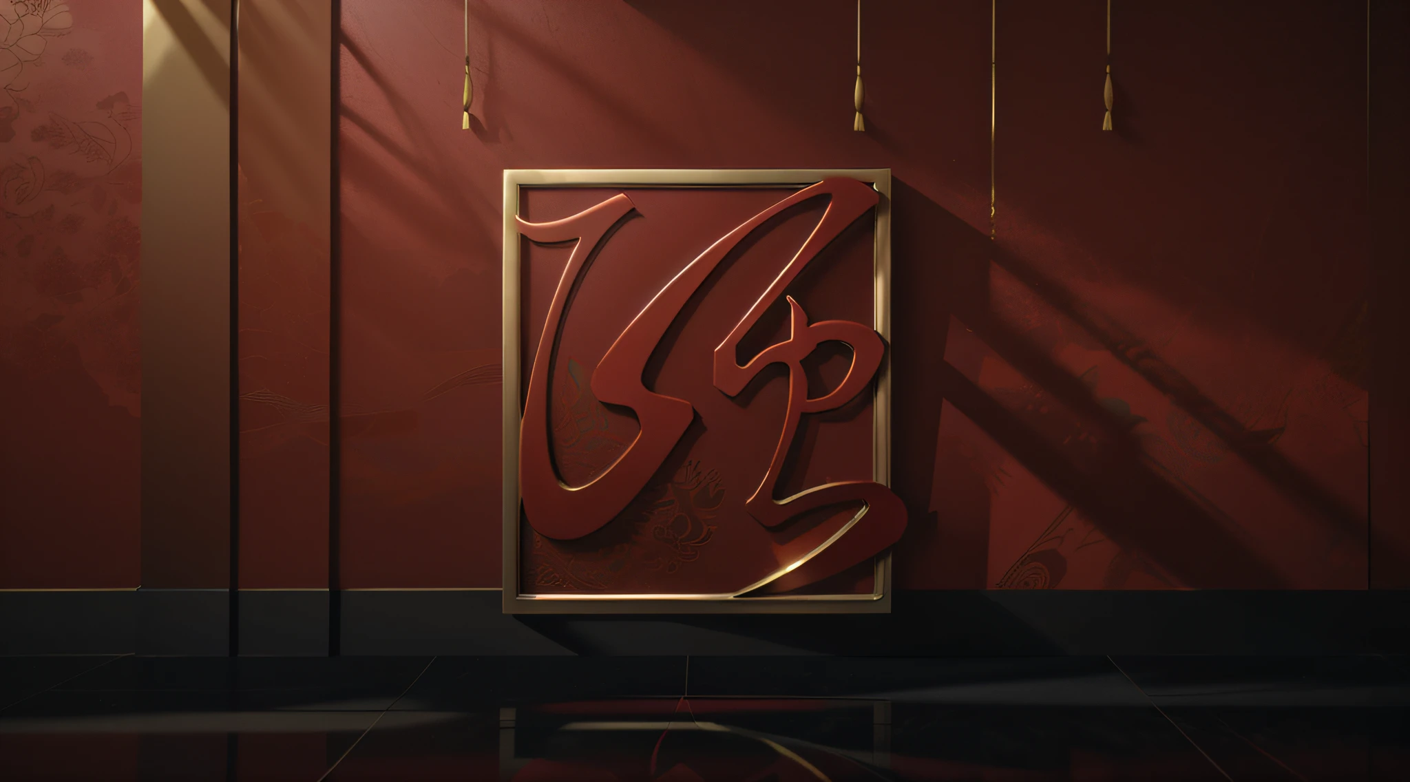 Chinese red three-dimensional metallic glass texture，Chinese red，Embedded gilt dragon pattern totem，Gilt simple style，modern day，PVC，Delicate gloss，Rendered by Octane，unreal-engine，Saio, FXAA，Shaders，ray-traced reflection，globalillumination, 8K，Bright soft clean background