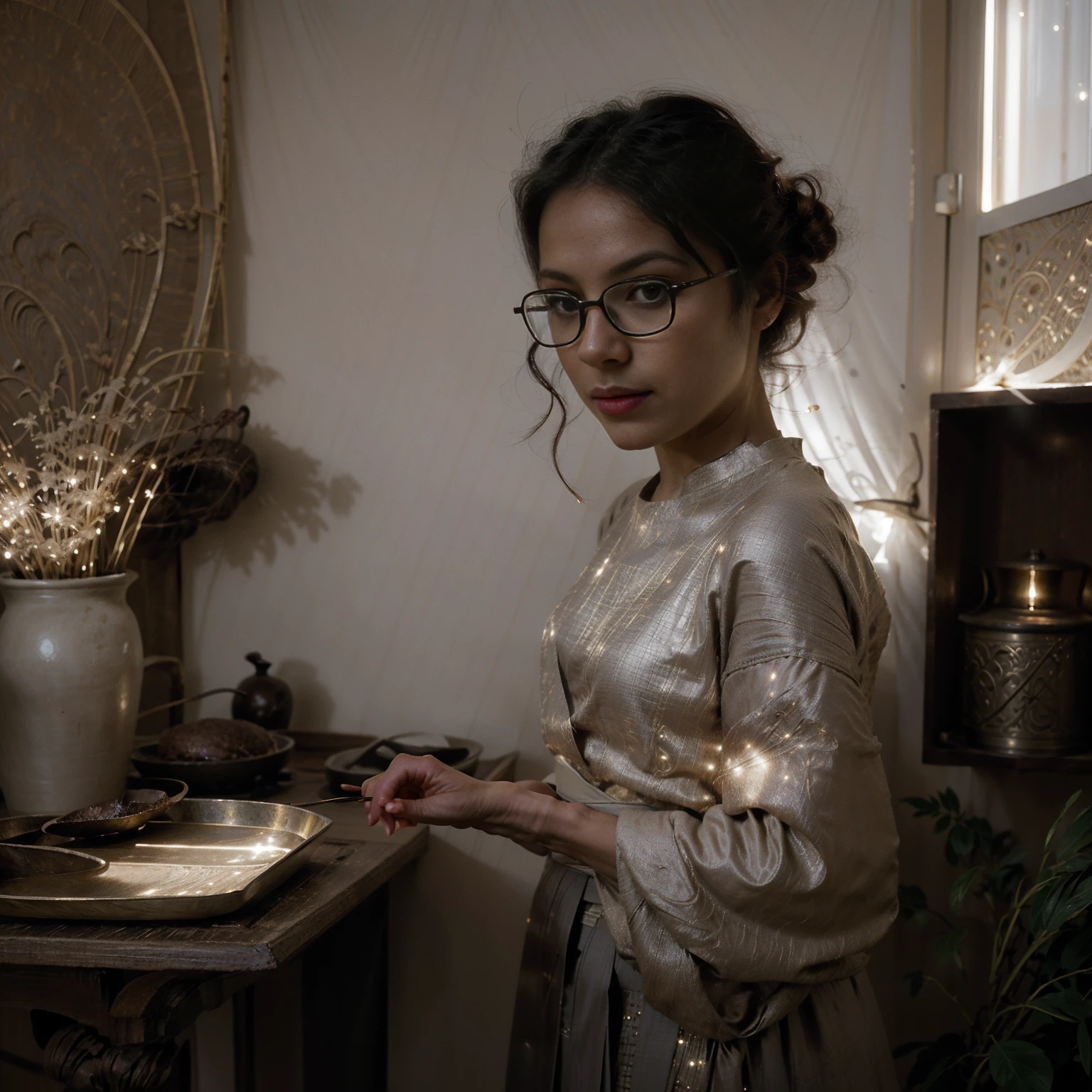 {Qualité supérieure}, {{chef-d'œuvre}}, {extrêmement délicat et beau},Ombre et lumière exceptionnelles, Fond d’écran très détaillé,Lumière claire et lumineuse,1fille dans,légèrement habillé、regard regardant au-delà,rougissement rouge,Fort ensoleillement,cheveux délicats et en désordre,textures de peau réalistes, Rides cutanées prononcées,Forêt tropicale humide,((Une forte lumière brille sur le visage)), La partie supérieure du corps