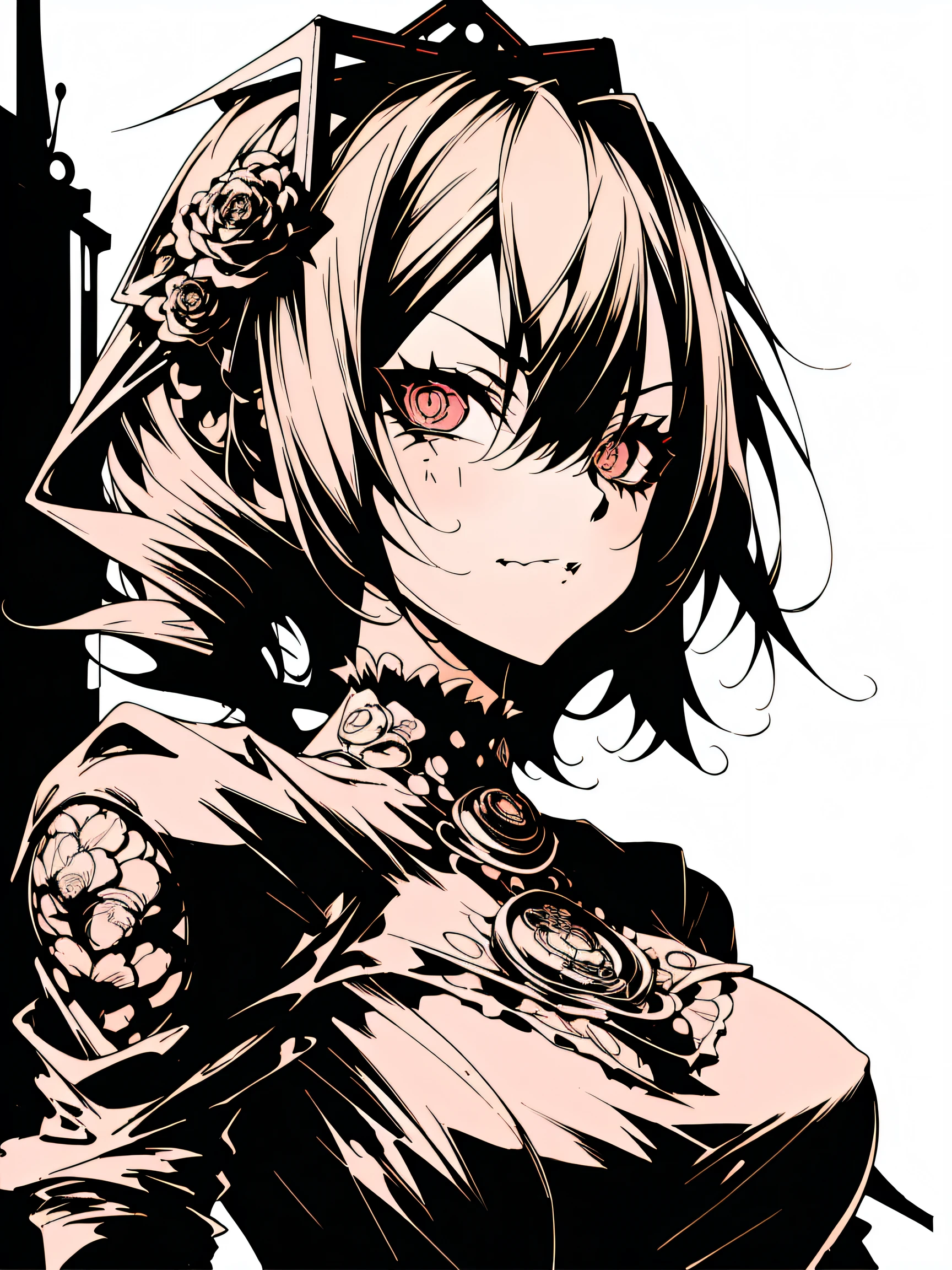 v5lcn style,(Best Quality,masutepiece:1.2),(Anime style,Comic Noir Style:1.1),1girl in,cute-style,Adorable,extremely detailed eye,extra detailed face,very detail hair,8K,resolution,gothic dress,Gothic punk