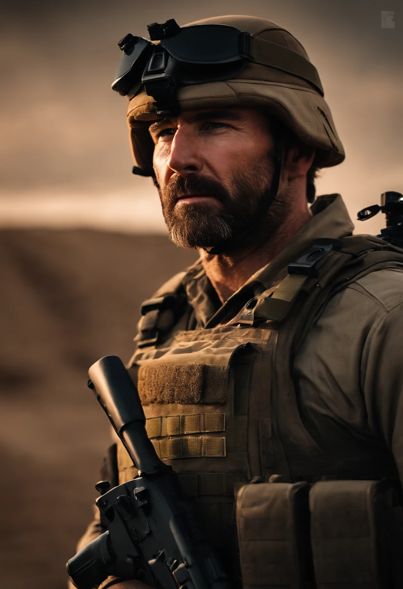 A video of Captain Price conducting a simulated hostage rescue mission with the team,Modern Warfare series,Captain John Price is a tall man in his 30s, famously portrayed by actor Barry Sloane. He wears a boonie hat, has a mutton chops styled beard, and often wears tactical equipment fit for a soldier. , male