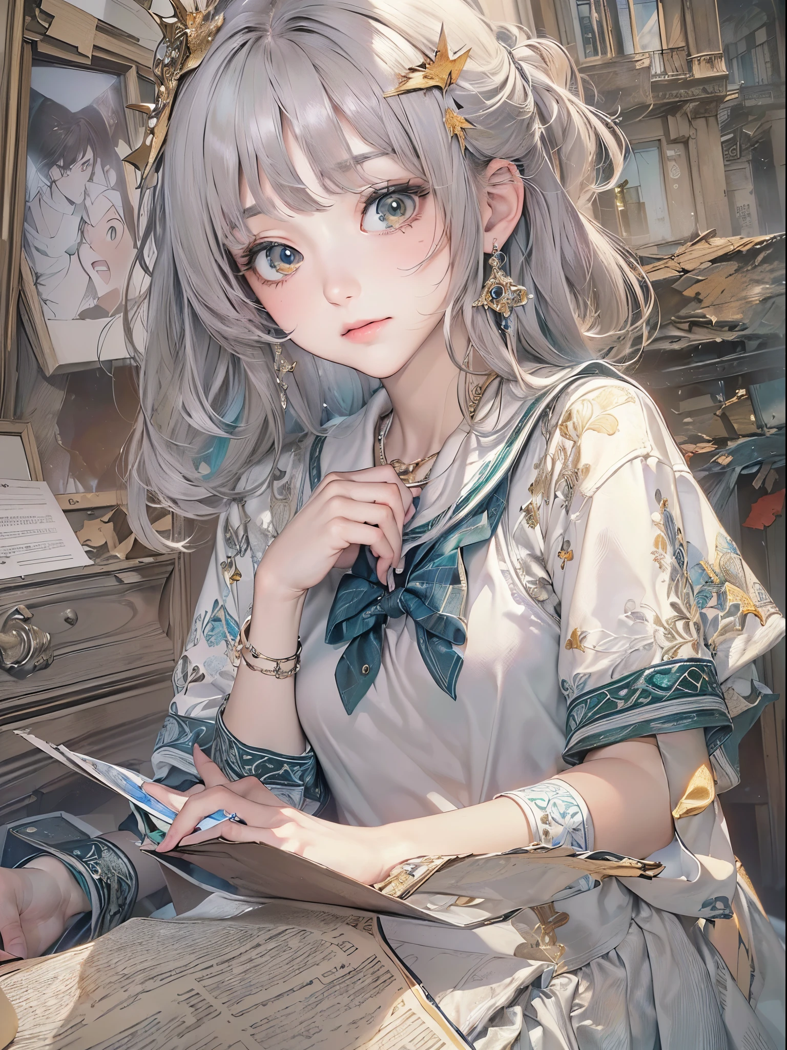 ((Finest quality)),(超A high resolution),(ultra-detailliert),(Meticulous portrayal),((Best Anime)),(Finest works of art),(Ultra-Precision Art),(The art of astounding depiction,Overwhelming depiction:1.5),(intricate and detailed art), (hi-school girl:1.6),(pick up something that has fallen:1.8)