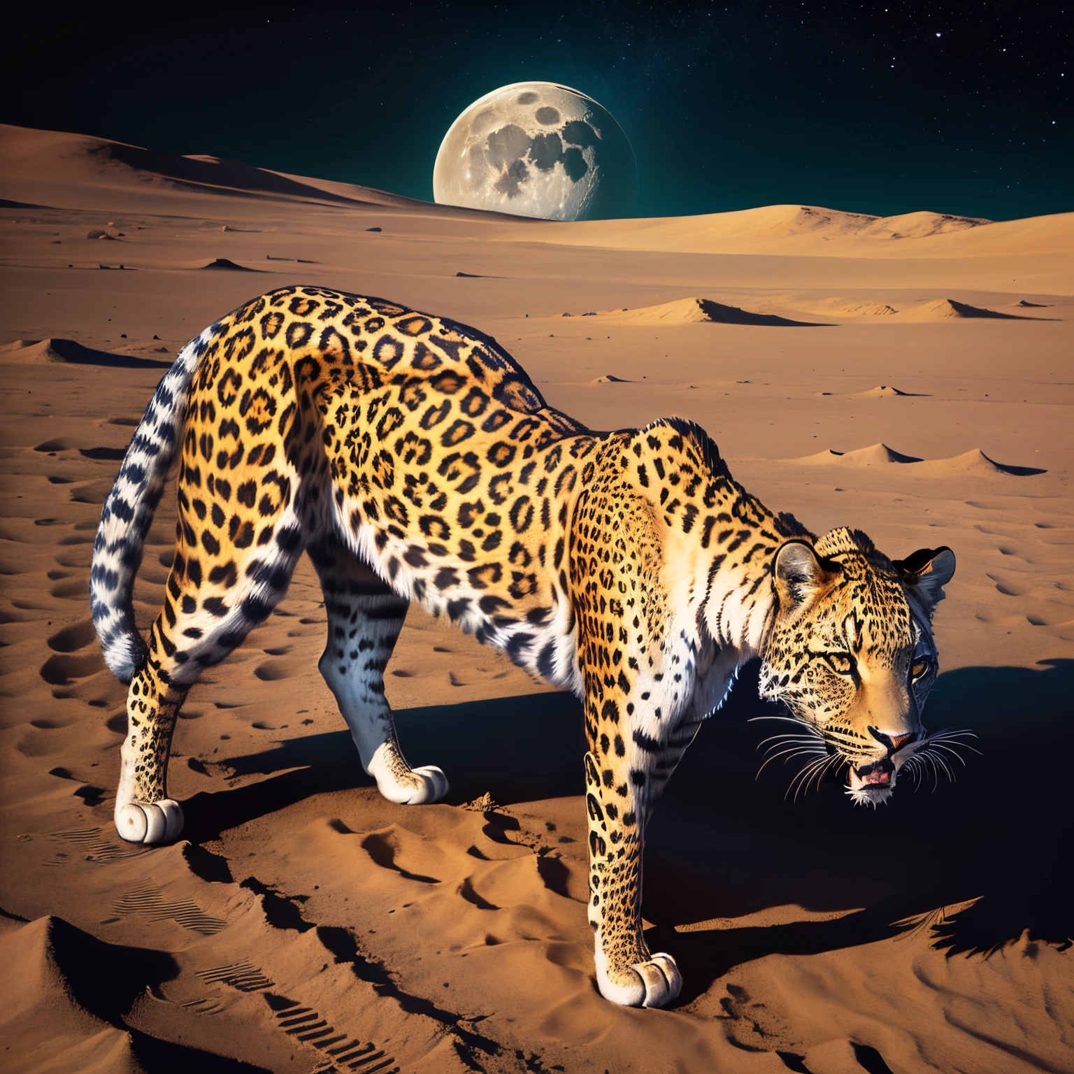 A leopard on the moon