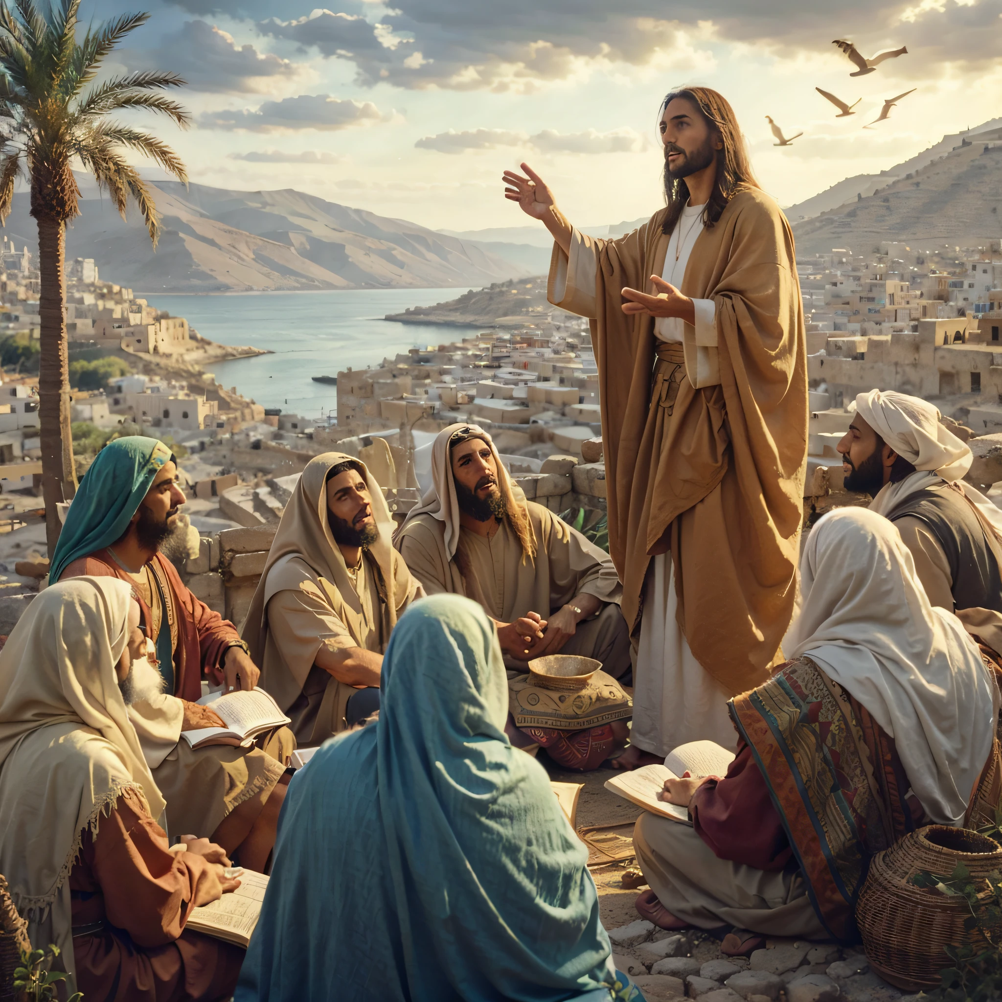 Jesus preaches among the ancient Arabs in Galilee