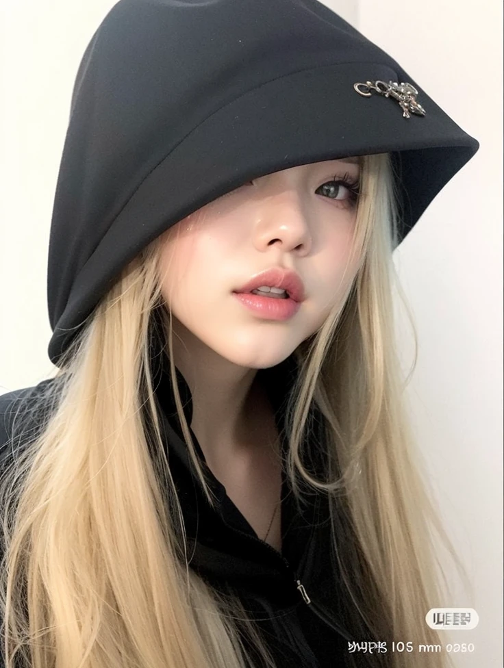 a close up of a woman wearing a black hat and a black jacket, roseanne park of blackpink, cl, jossi of blackpink, lalisa manobal, cruel korean goth girl, lalisa manoban of blackpink, glossy from rain, portrait of jossi of blackpink, ulzzang, heonhwa choe, ava max, jia
