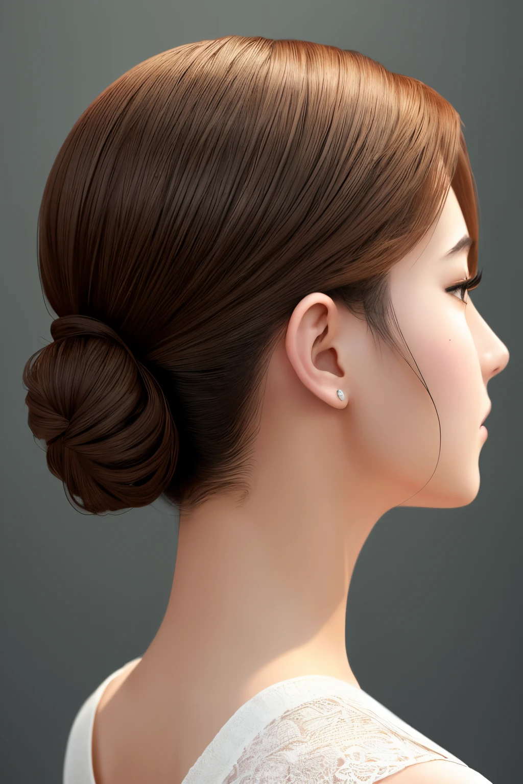 A cafe employee with a beautiful nape and her hair tied back (A hyper-realistic)、(hight resolution)flawless beauty:1.4、、(8K)、(ighly detailed)、(beautifully detailed eyes)、(top-quality)、(ultra-detailliert)、(masterpiece)、(wall-paper)、(详细的脸)、独奏、Female 1、Viewer's Perspective、detaileds、详细的脸、dark、deep-shadows、lowkey、reliance