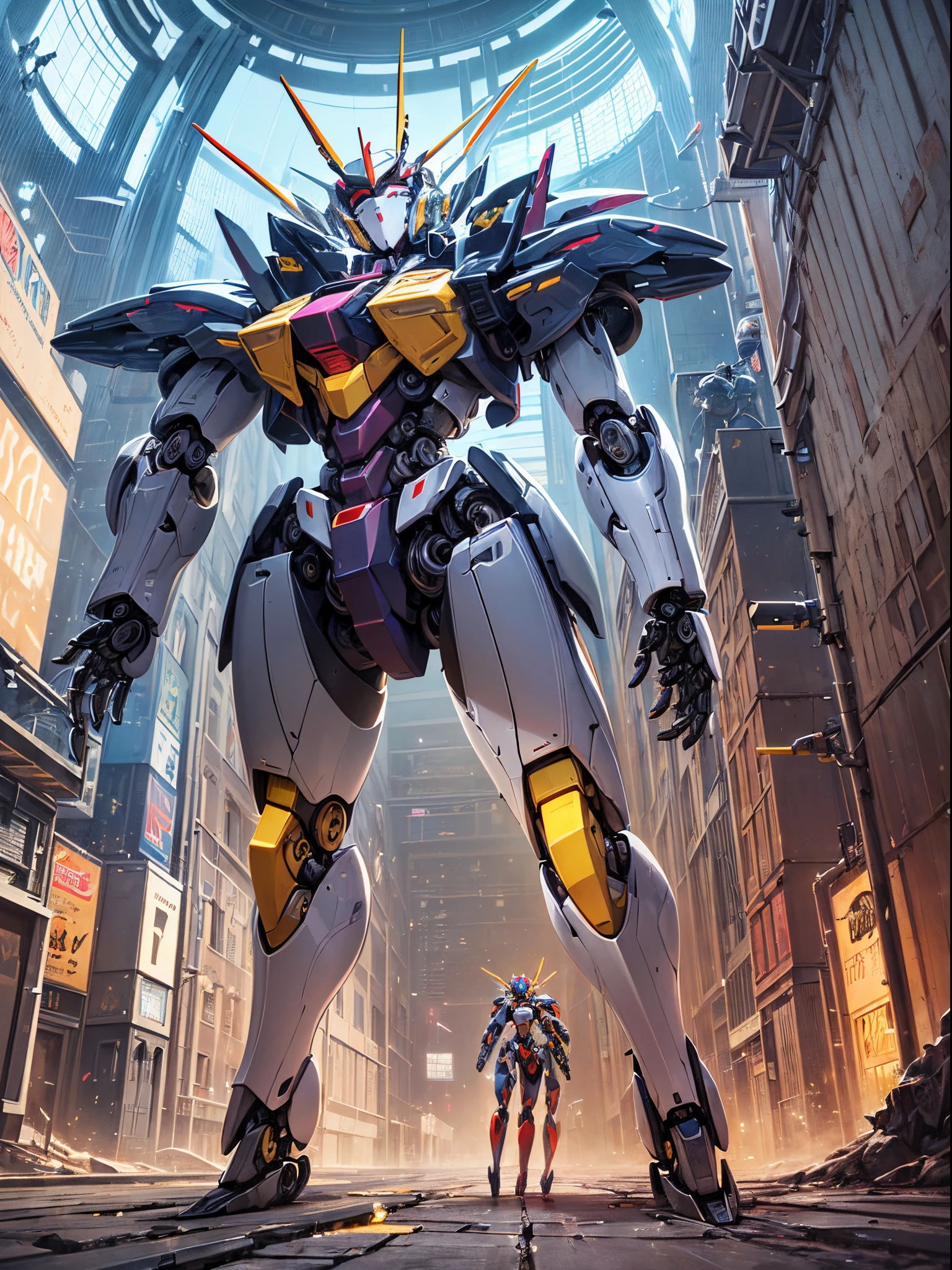 ((Finest quality)),(超A high resolution),(ultra-detailliert),(Meticulous portrayal),((Best Anime)),(Finest works of art),(Ultra-Precision Art),(The art of astounding depiction,Overwhelming depiction:1.5),(Complex and detailed science fiction art), (Female robot:1.6),(The whole body is a mechanical part:1.7),(parts that emit light:1.5),((Multi-legged mecha:1.6)),arm:1.5,