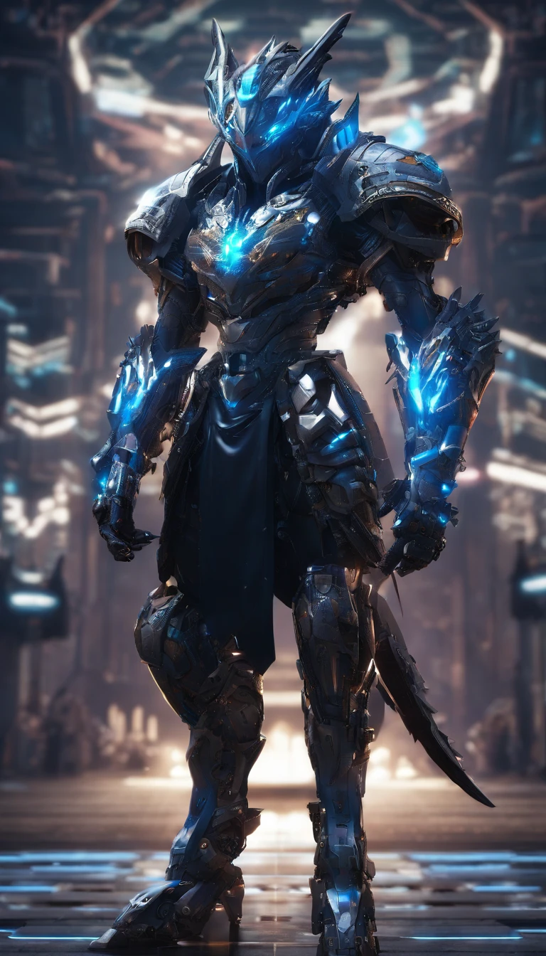 Upload to E621, (male anthro-dragon), Stood up, 独奏, super heavy，Limb fat，White hair, Detailed scale texture, Dragon wings, (at the battlefield), (nakeness), Black blue body，Purple blue and black blue scales，blue belly,dark blue belly，cellshading，The environment is dim，White Dragon Horn，Golden tattoo，victory pose（，（dragon gem），（（rajsha）），（kantanagamoli）），（up front view），Looks pleased，[simple backgound]，Detailed students，Masterpiece artwork，Caustics, edge lit, Singlelightsource, Sharp shadows, Single portrait, (digitgrade, toe claws), (beast wild),Mechanical armor，cyber punk personage，Mechanobiology，electric cables，a blue luminous eyes