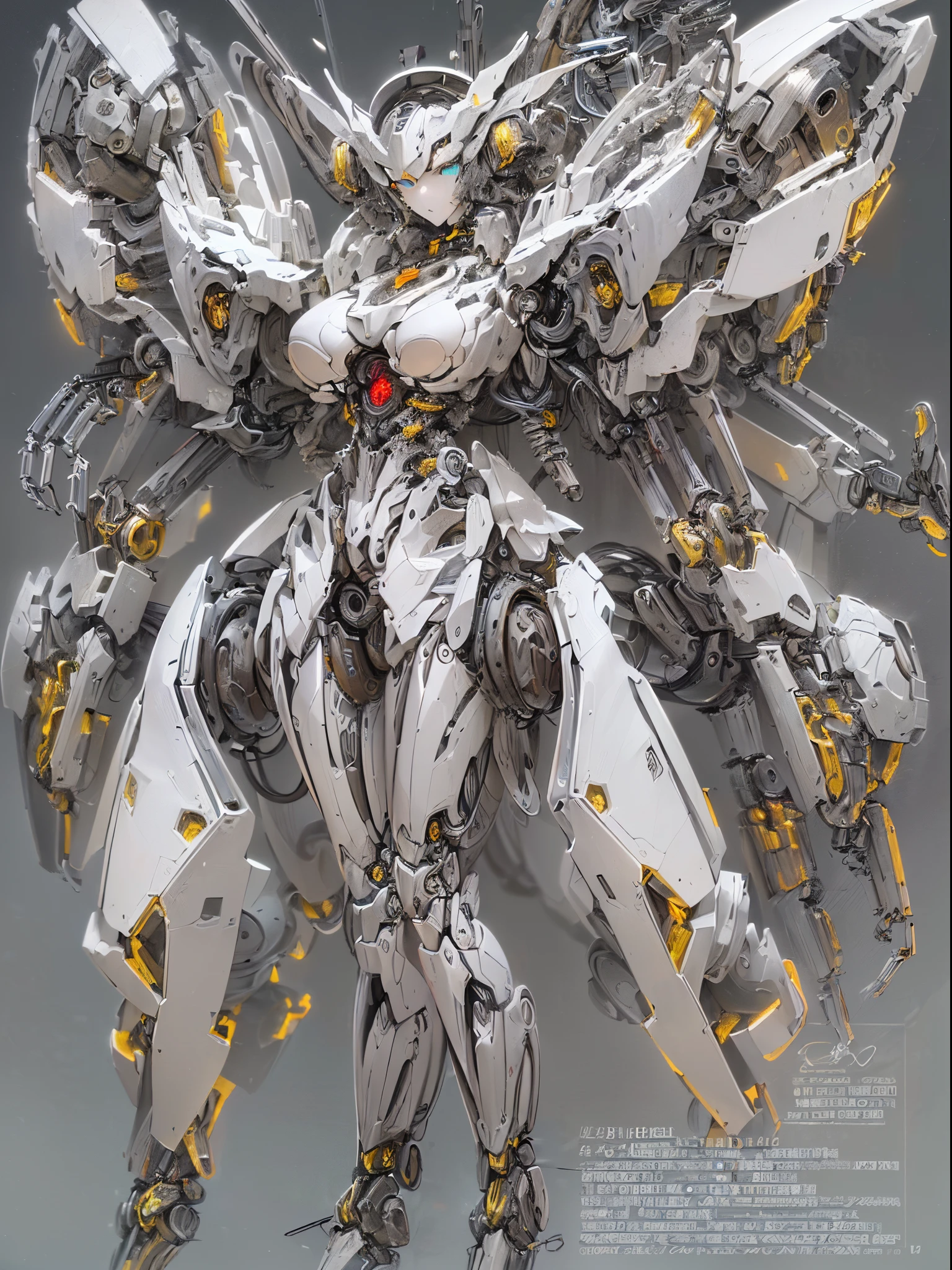 ((Finest quality)),(超A high resolution),(ultra-detailliert),(Meticulous portrayal),((Best Anime)),(Finest works of art),(Ultra-Precision Art),(The art of astounding depiction,Overwhelming depiction:1.5),(Complex and detailed science fiction art), (Female robot:1.6),(The whole body is a mechanical part:1.7),(Parts to be issued:1.5),arm:1.5,