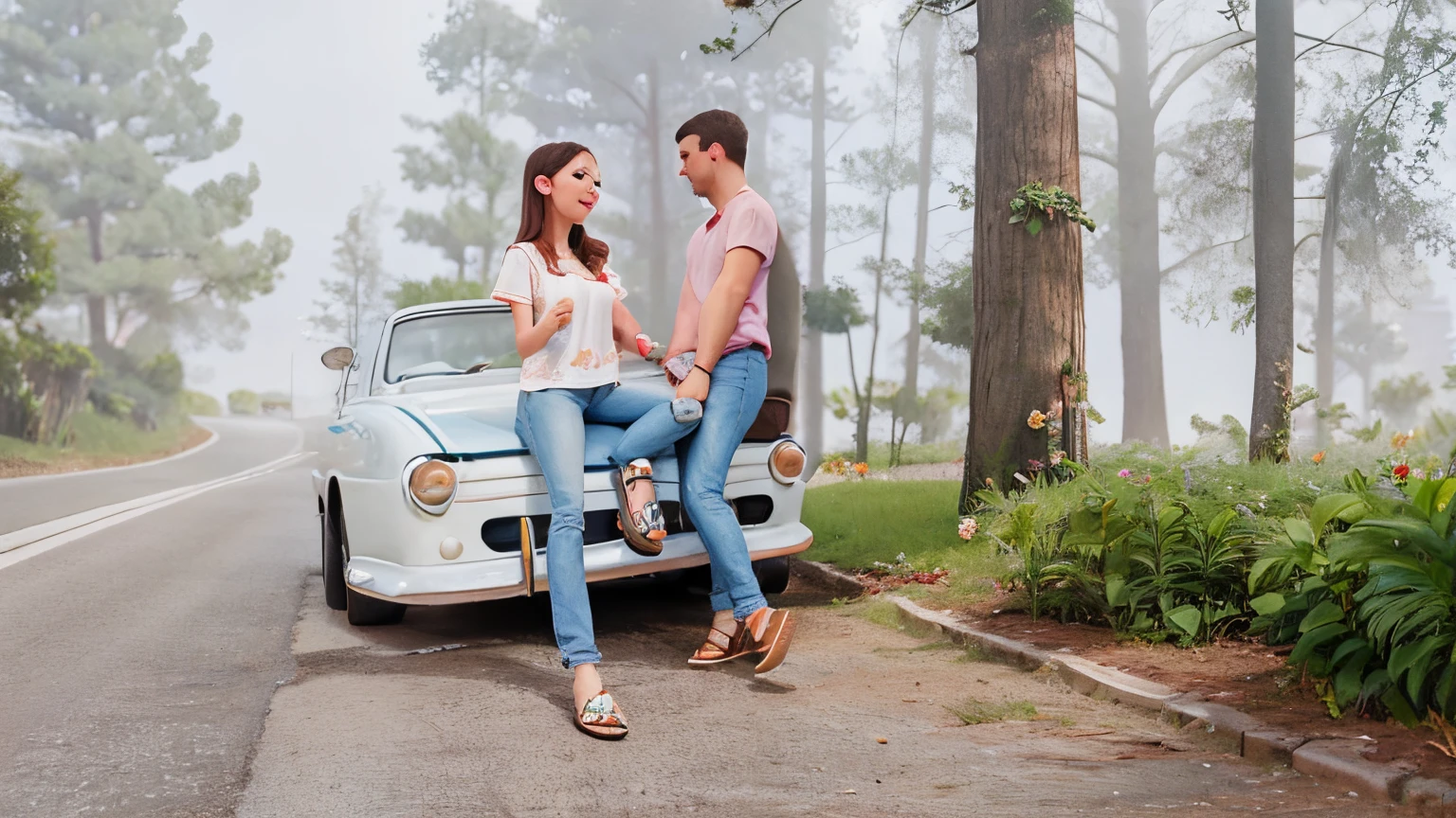 realistic lovely couple