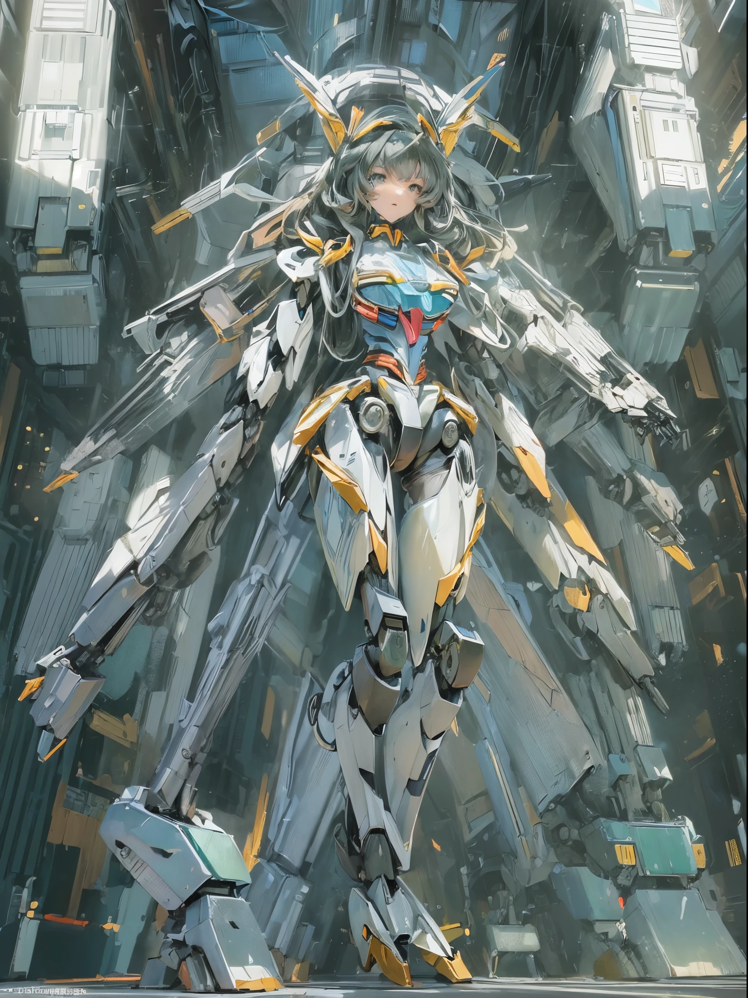 ((Finest quality)),(超A high resolution),(ultra-detailliert),(Meticulous portrayal),((Best Anime)),(Finest works of art),(Ultra-Precision Art),(The art of astounding depiction,Overwhelming depiction:1.5),(Complex and detailed science fiction art), (Female robot:1.6),(The whole body is a mechanical part:1.7),(parts that emit light:1.5),arm:1.5,(Multi-legged mecha:1.5)