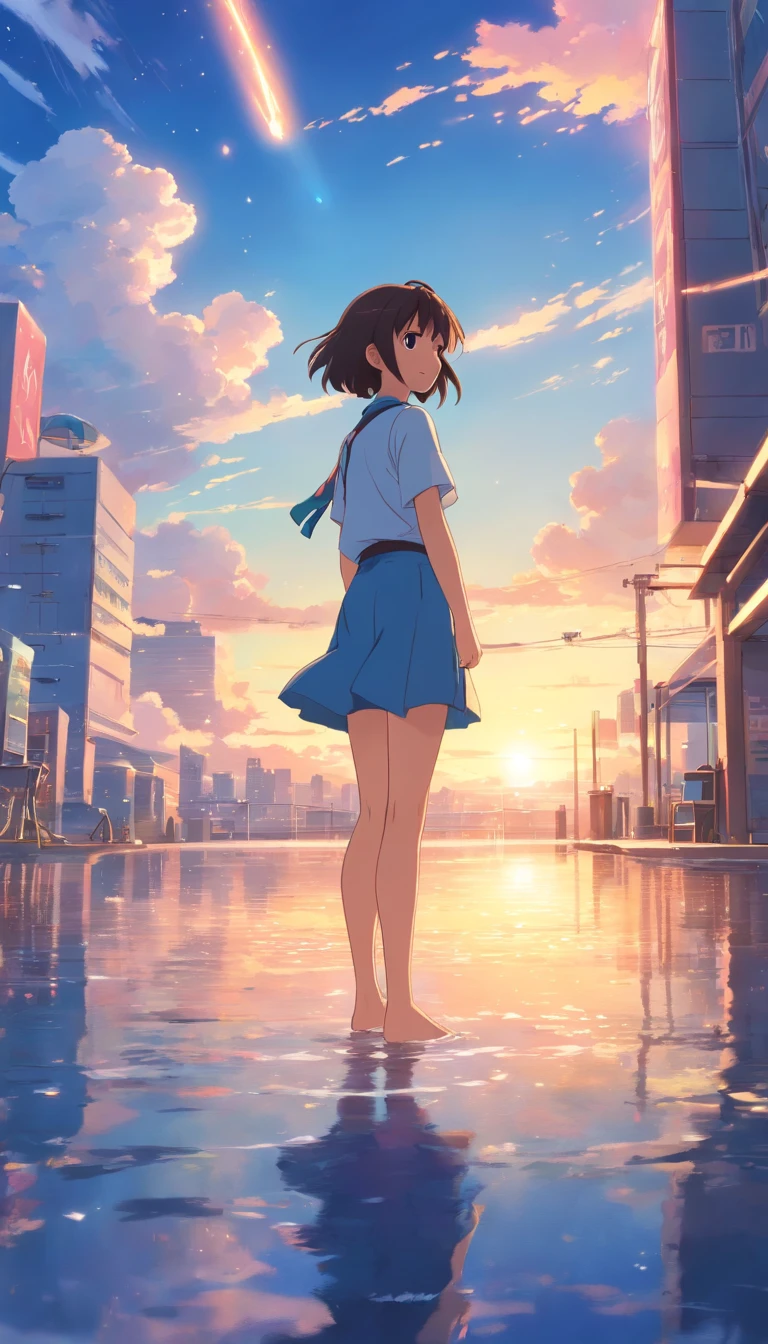 tmasterpiece,Best quality,cinematic Film still from,sky cities,The castle floats in the sky,clouds,bright,cheerful,Warm and soft lighting,the sunset,(spark of light:0.7)