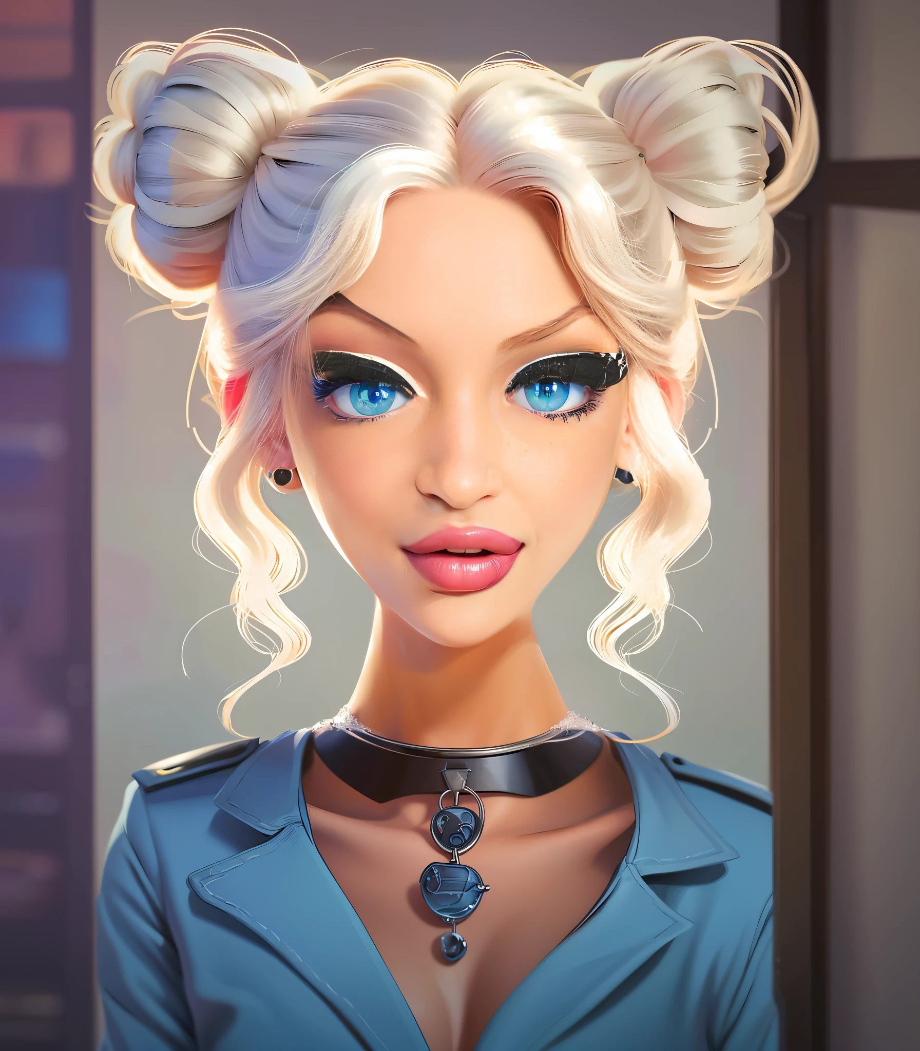 repintar parte selecionada com grandes olhos azuis estilo anime