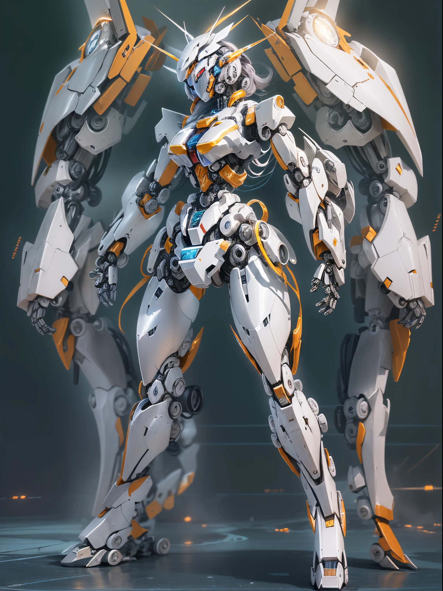 ((Finest quality)),(超A high resolution),(ultra-detailliert),(Meticulous portrayal),((Best Anime)),(Finest works of art),(Ultra-Precision Art),(The art of astounding depiction,Overwhelming depiction:1.5),(Complex and detailed science fiction art), (Female Mecha:1.6),(The whole body is a mechanical part:1.7),(parts that emit light:1.5),arm:1.5,(Multi-legged mecha:1.5)