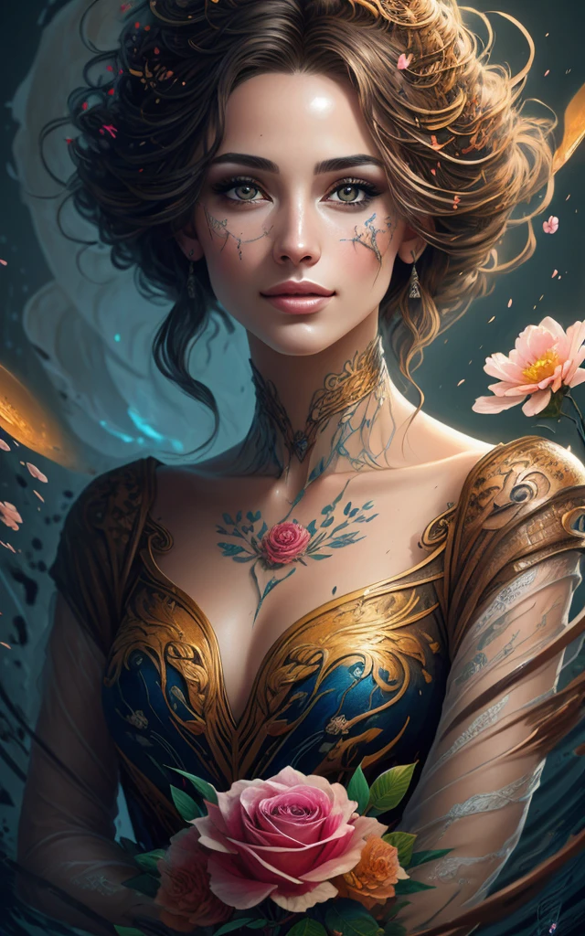 Mignon petit tigre portant une veste,vases en cristal,Fleur de rose, porter des lunettes de soleil, cheerfulness, Position debout, abstract beauty, centered, looking at the camera, facing camera, Proche de la perfection, dynamique, highly detailed, lisse, mise au point nette, 8k, High definition resolution, illustration, illustrations de Carne Griffiths et Wadim Kashin,