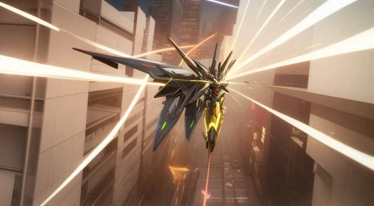 there is a robot that is flying through the air, anime bullet vfx, Screenshots from the 2012 animation, zone of enders, zone of enders, anime machine gun fire, mech wings, Screenshot of the animated movie, anime large mecha robot, Black color mecha, Armored Core V, anime movie screenshot, modern mecha anime