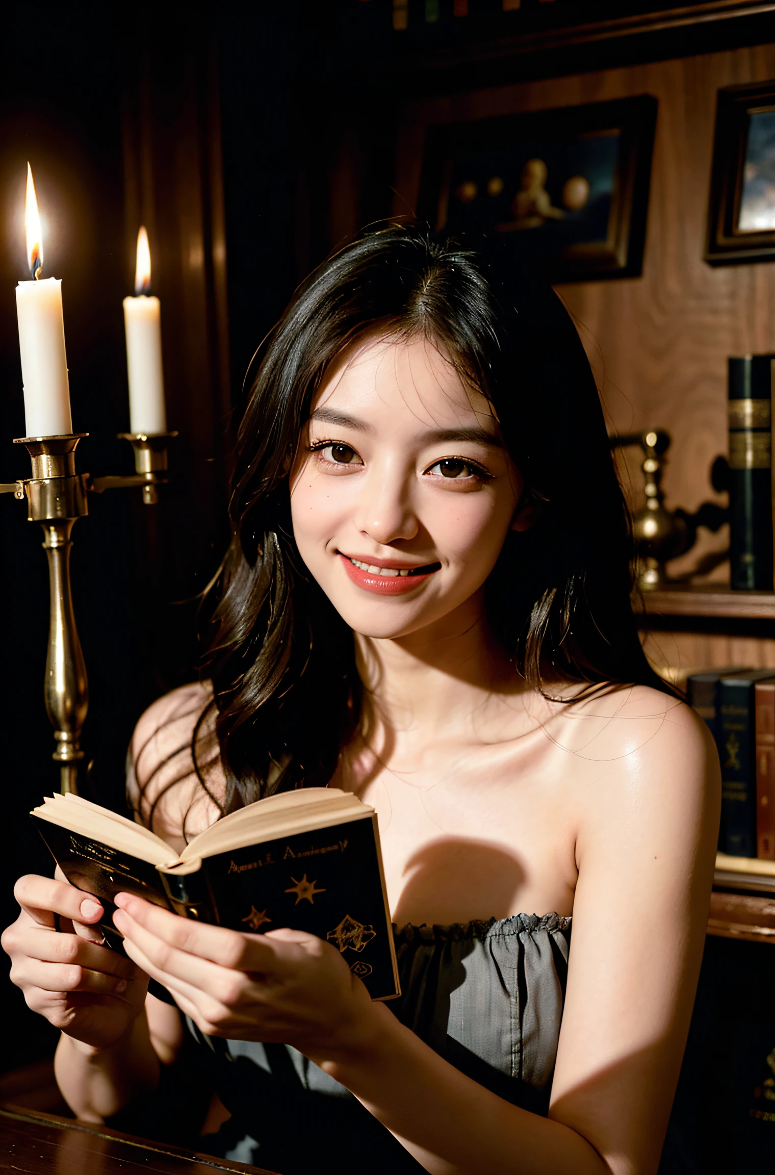 Cute smile.,stained glass window,alchemist,dark antique room,Candle lighting,Books,astronault,rubens style,alchemist,dark antique room,Candle lighting,Books,astronault, dark antique room, Candle lighting, Full body portrait smile, , Sweet and seductive appearance.、Caravaggio's paintings、Chiaroscuro of Caravaggio、Hair disheveled in the wind, Beautiful neckline, Cute smile, Expression of ecstasy,, Cute smile, Expression of ecstasy., full body portrait smile, , Sweet and seductive appearance.、Caravaggio's paintings、Chiaroscuro of Caravaggio、Hair disheveled in the wind, Beautiful neckline, Cute smile, Expression of ecstasy,, Cute smile, Expression of ecstasy.