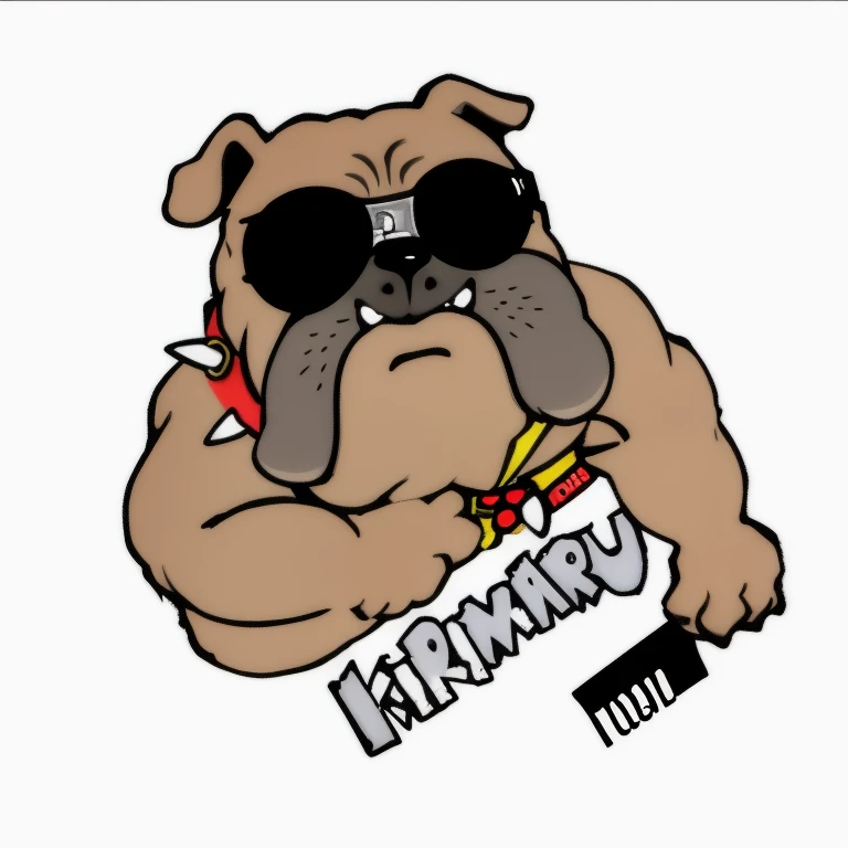 Cartoon drawing of a dog with sunglasses and scissors and comb, NBA style bulldog mascot, evil pug, Harry Nukem, Like bebop, duke nukem art style, bullpup, harry volk clip art style, kumamoto, by Necklace Stroutoniekas, Carl Punpin, pug,illustration of flame on background