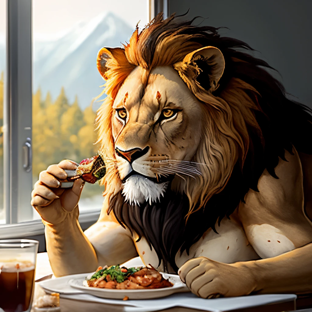 the Lion deers eats