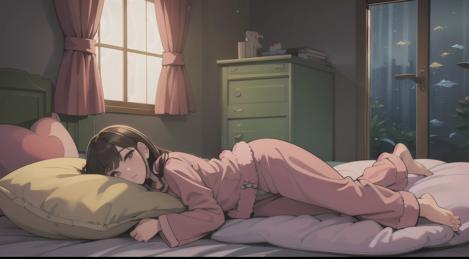 Sleeping soundly、Sleeping on your side、Woman in her 40s、highest quality、Very delicate、Wearing pajamas、Putting a blanket on、alone,White pillow、sense of cleanliness