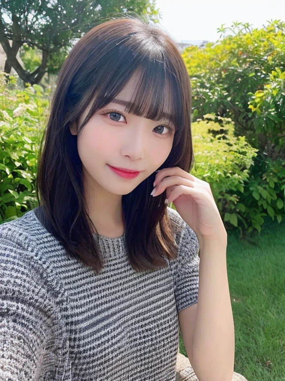 top-quality, realisitic, 8K, 独奏, a smile, masterpiece, 1girl in,depth of fields, profetional lighting, hight resolution,cute little,femele, full bodyesbian, masterpiece:1.2, portlate:0.6,s lips, mole, Natural Color Lip, Beautiful detailed eyes, masutepiece, Bangs,