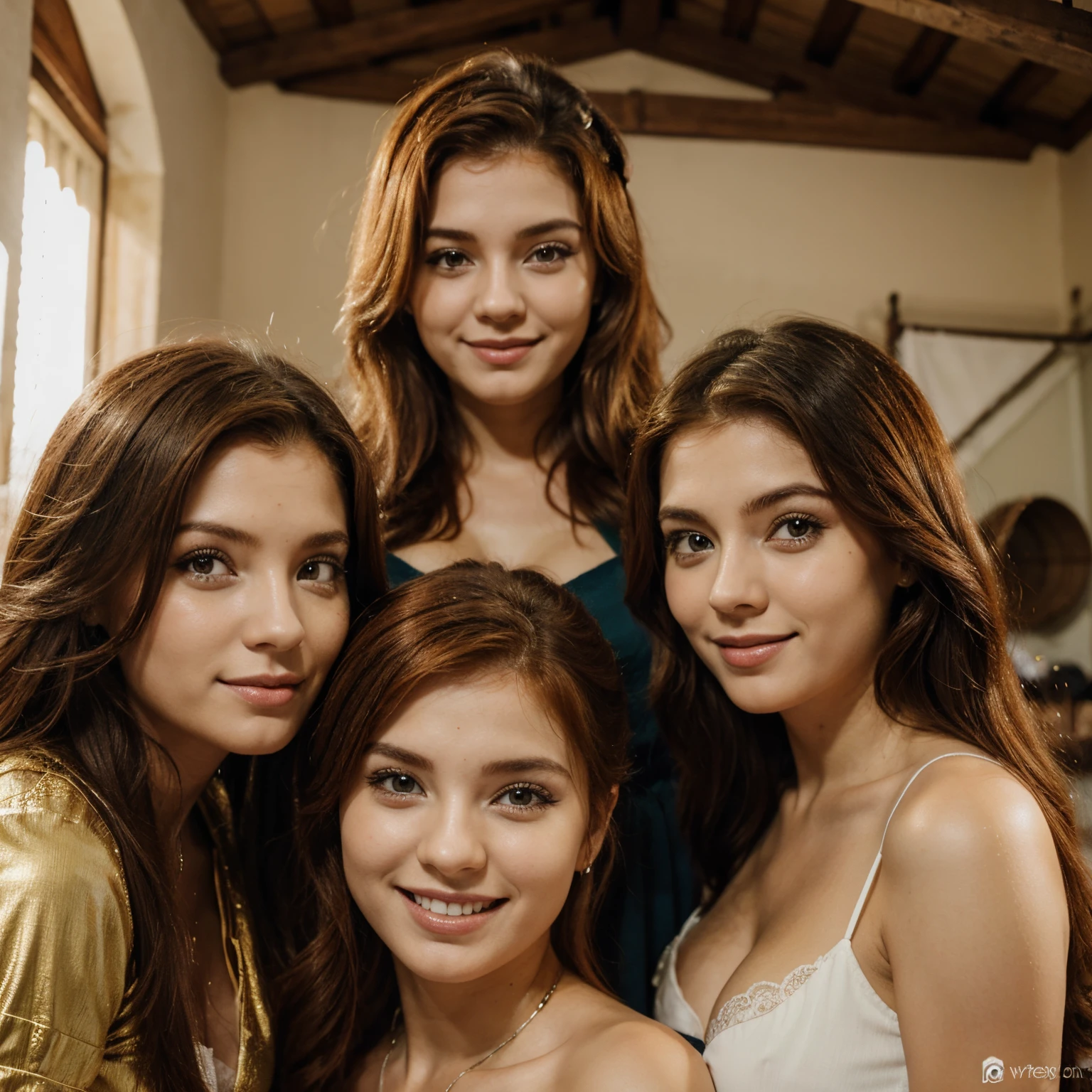 Garota; Ruiva; Com sardas; Com pessoas com medo dela; Sorrindo.