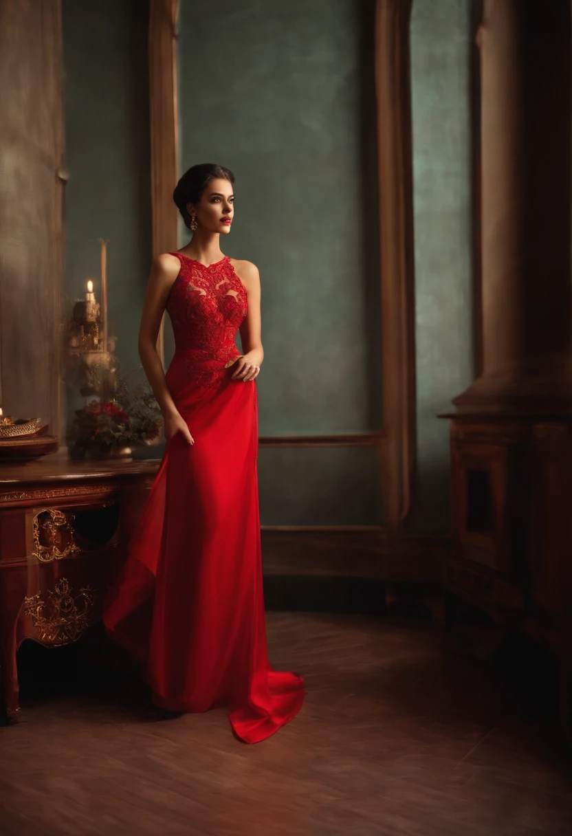 wearing red lingirie
