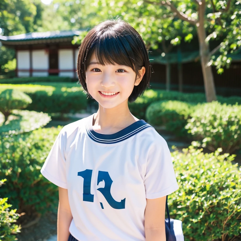 Japan Girl, girl with(ars),Short hair, Black hair, Teenby fac, Natural lighting, Soft shadows, Joyful expression, Ministry work、Athletics、Takushi