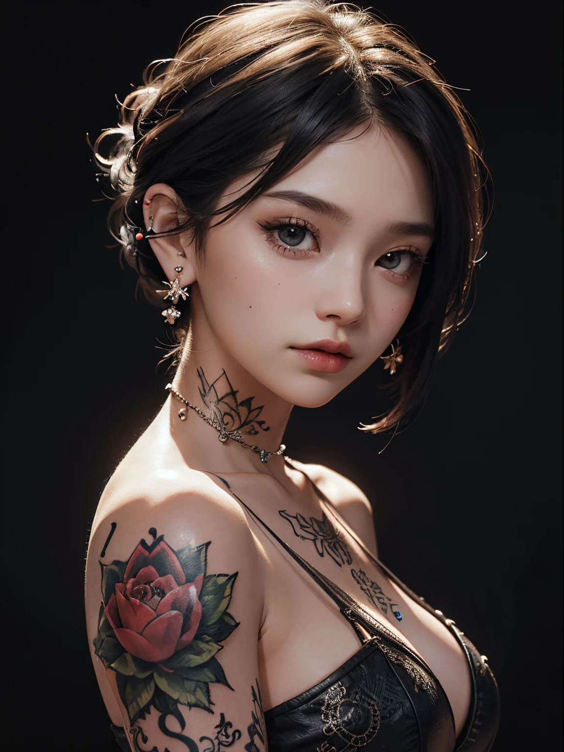 ((​masterpiece:1.4)、(top-quality:1.4)、(reallistic:1.7))、Ultra-realistic portrait of the beautiful queen of Mars、Super beautiful girl queen、((1girl in:1.4))、Shiny natural skin texture、(Super Ultra Ultra Bikini:1.4)、(Glossy luxury latex:1.4)、(Luxury Red Latex:1.4)、age19、(Cute tattoos:1.4)、(Perfect female body:1.4)、(Upper body photography)、foco nítido、Portrait photo of a girl、Close-up photos、Fantasyart、Soft front light、beautiful countenance、Beautiful udder、large full breasts:1.2、Beautiful ass、A detailed eye、Beautiful and attractive eyes、beautidful eyes、Narrow waist、beauty legs、Raw photo、red-lips、(tiarra:1.4、a choker:1.4、a necklace:1.4、耳Nipple Ring:1.4)、1 screen display、Beautiful girl standing on the ruins of the ancient Martian kingdom