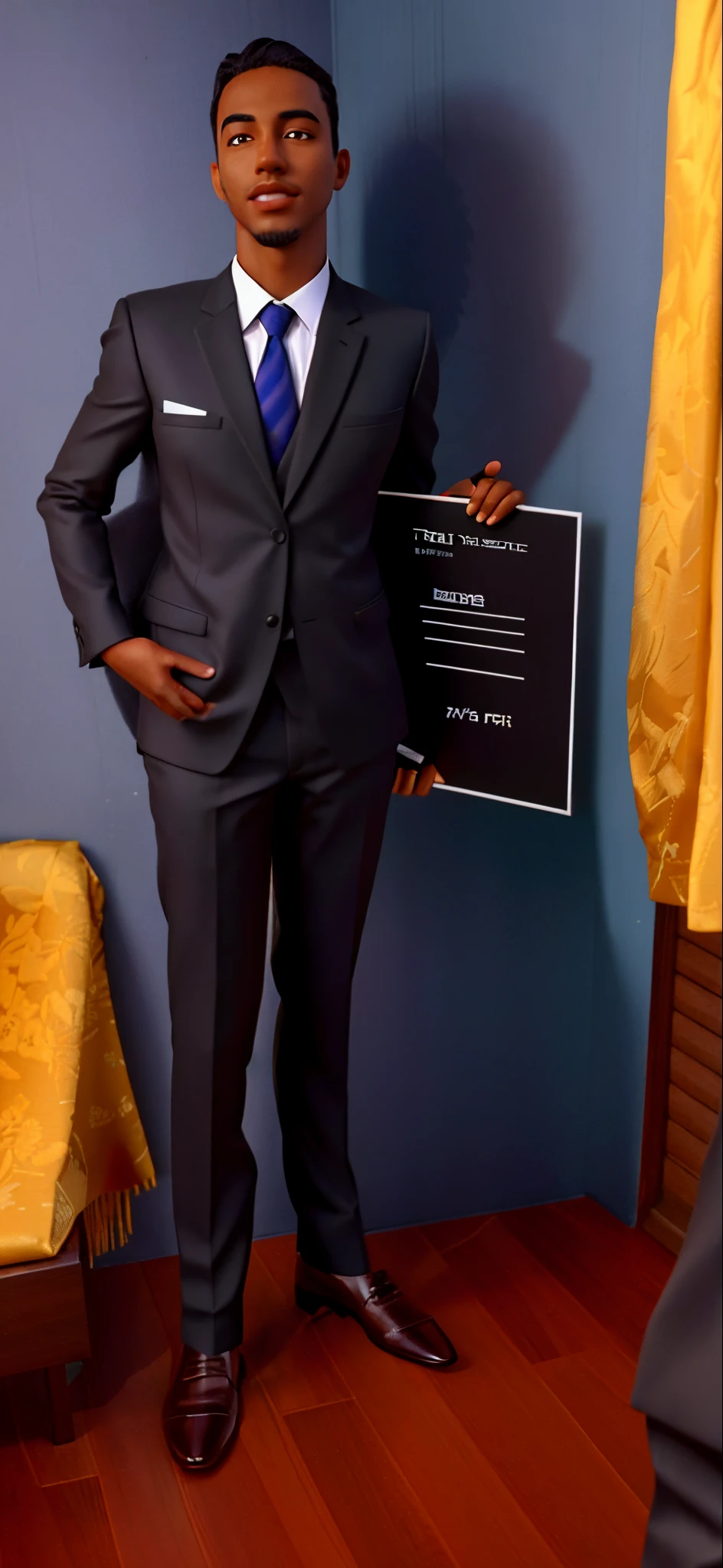 arafed man in a suit and tie standing in a room, vestindo terno preto, traje formal, he is wearing a suit, vestindo terno, em seu terno, imagem de corpo inteiro, em terno estrito, vestindo um terno preto, de terno, terno escuro, wearing business suit, with a business suit on, vestindo um terno nobre preto, corpo inteiro!