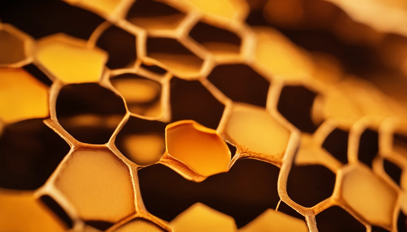 A visually pleasing composition of a honeycomb pattern in various shades of yellow and orange, with a subtle gradient, creating a visually pleasing and harmonious image.