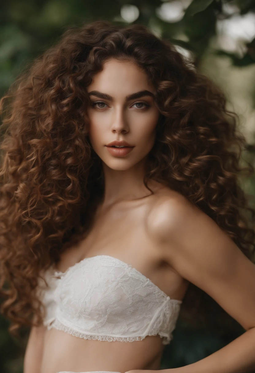 (realista)A woman with long curly brown hair without clothes on, Ava Max, Her hair is curly brown, with long curly brown hair, Perfect girl with curly brown hair , Curly Chestnut Goddess, long brown curly hair, Angelawhite, with curly brown hair, Curly Brown, Yelena Belova, Belleza asombrosa, brown curly hair, full curly brown, with long curly brown hair, Cara sexy,cuerpo completo