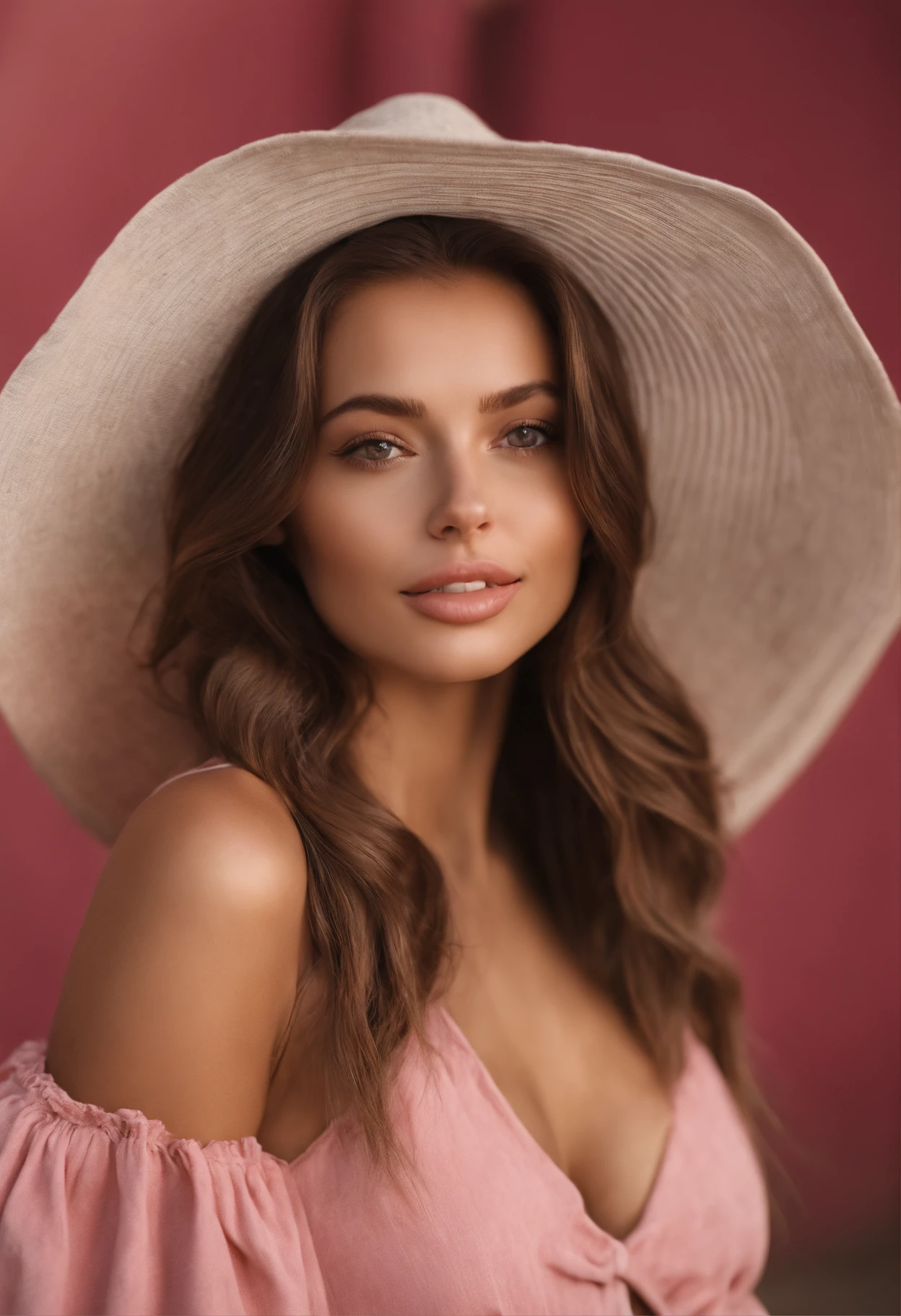Arafed woman in tight pink bikini, Sexy girl with brown eyes, portrait sophie mudd, brown hair and large eyes, selfie of a young woman, sunny beach eyes, no makeup, natural makeup, looking straight at camera, face with artgram, fine makeup, Stunning full-length shot, Kneeling on the beach with tongue out