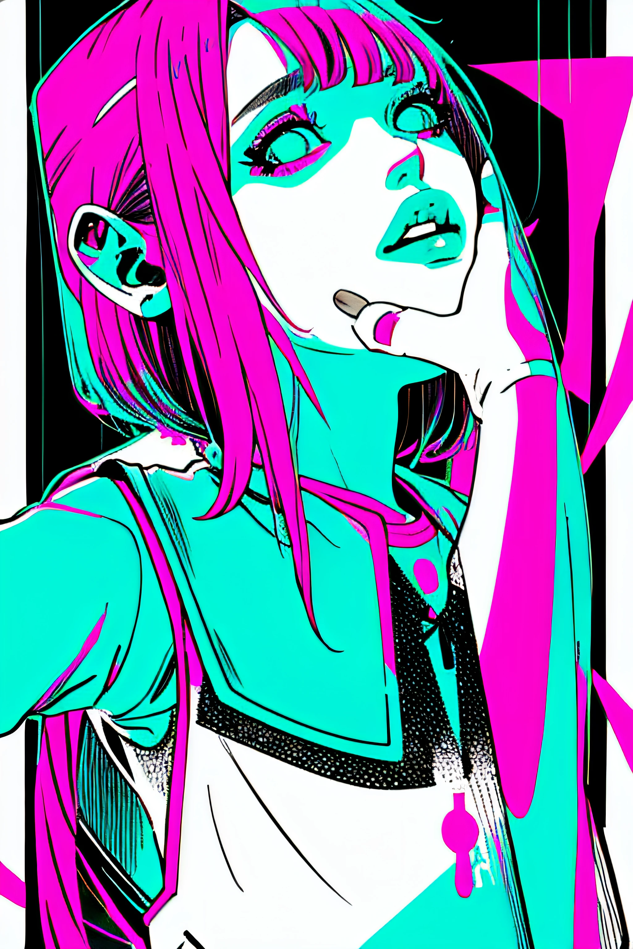 make a horror phonk cover of a brainsick girl in violett colors