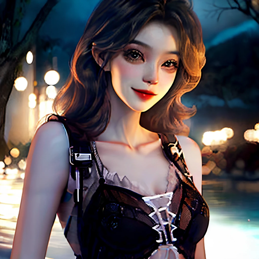 Beautuful Women an lingerie luslous skin a smile Realisticity Korea de pele branca A dark-haired A slender