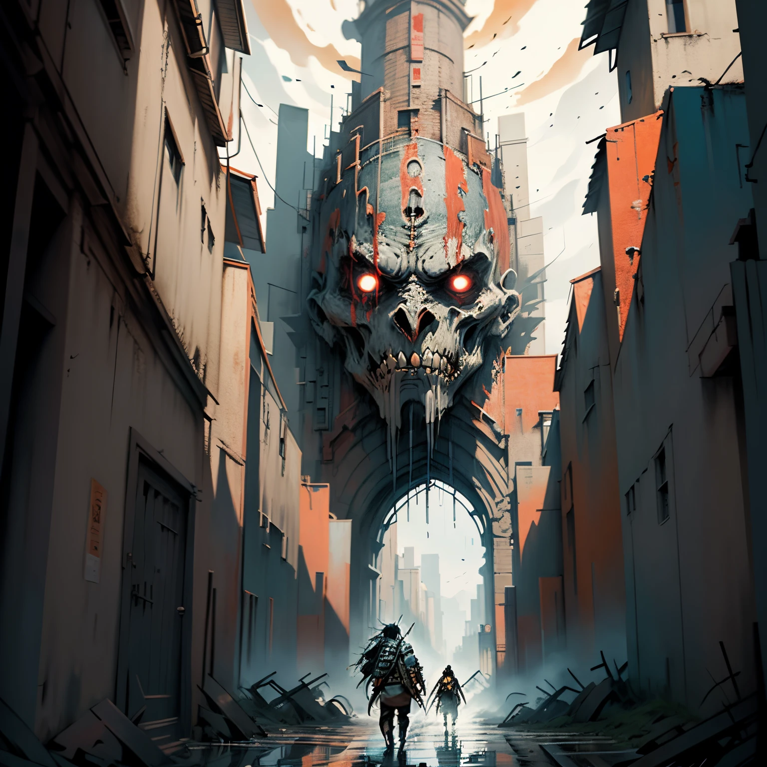 1 pegatina，Efecto dibujado a mano a color，(ataque de los titanes，attack on titans，Shingeki no kyojin，gotic, gothic)，backgrounid blanco，Backgound simple，minimalista，gore，Small，color，Estilo vectorial，con mucho color, No se utilizan degradados。