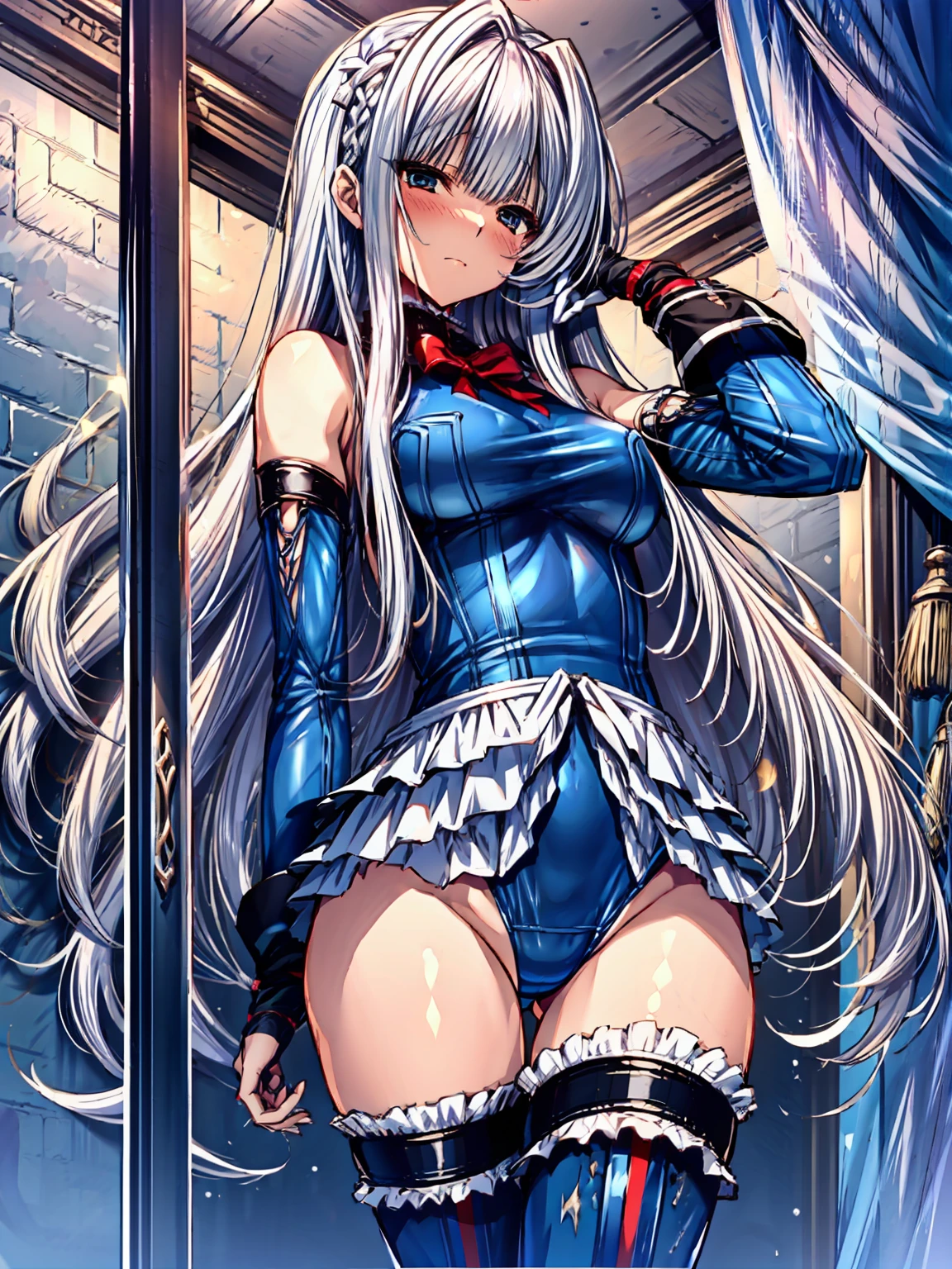 1girl in, ( (digital) ( ), medium breasts, (fril swimsuit, thighs thighs thighs thighs, Detached sleeves)) , Best Quality, marierose,、Hypnorola
Eyes in the sky、1girl in,Emotionless facial expressions,,(Detailed interior of the base:1.3)