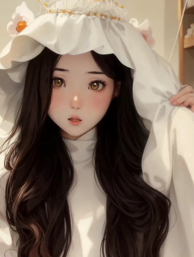 Close-up of a man wearing a white cat costume, ,very beautiful cute catgirl, cute kawaii girls, Urzans, cute beautiful, ultrarealistic sweet bunny girl, young and cute girl, Korean face, Melon seed face，Di Li Gerba, beautiful lovely, young and lovely Asian face, Fair skin，