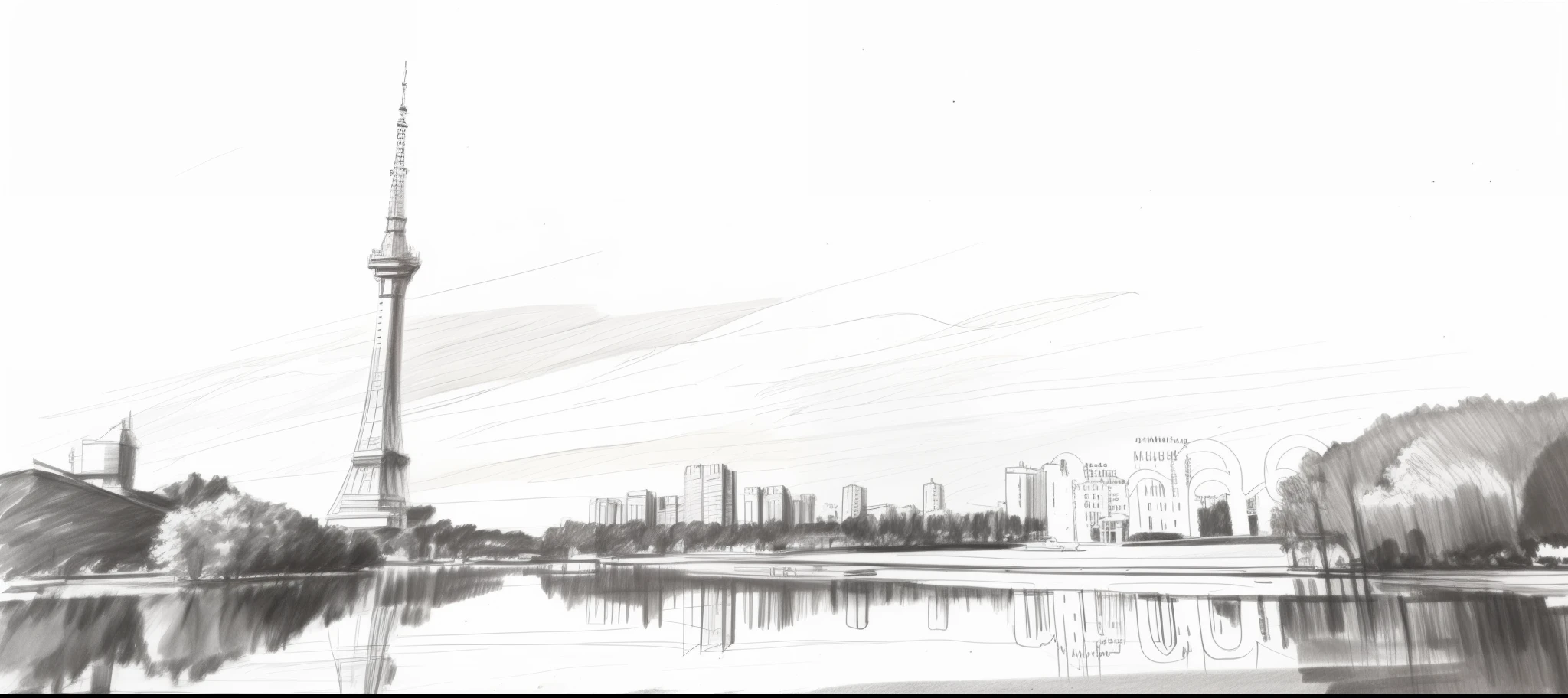 Best quality，tmasterpiece，pen painting，Anatomical correct，A high resolution，a line drawing，Mono Color， ((a sketch))，（line art：1.2），simple drawing，buliding，light reflections，to emphasize