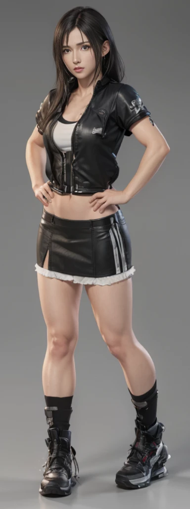 (best quality,ultra-detalhado),(Realistic:1.37),Tifa Lockhart, Rosto bonito e detalhado, expression would be, maquiagem preta nos olhos, textura ultra realista, rosto delicado, corpo delicado, Fit physique, sexy look expression, olhar sensual