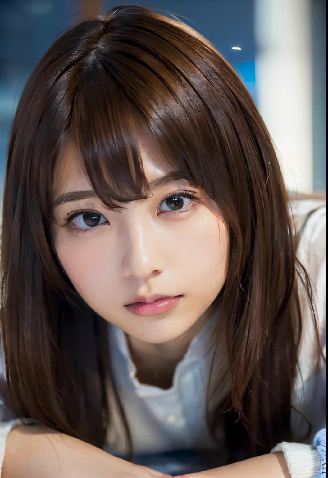 ((Night, Real Light, Top Quality, 8k, Masterpiece: 1.3)), Normal Body Shape: 1.4, (Brown Hair, Colossal: 1.8), Sexy Underwear, Lying on Bed, Open Legs, Ultra Detailed Face, Detailed Eyes, Double Eyelids