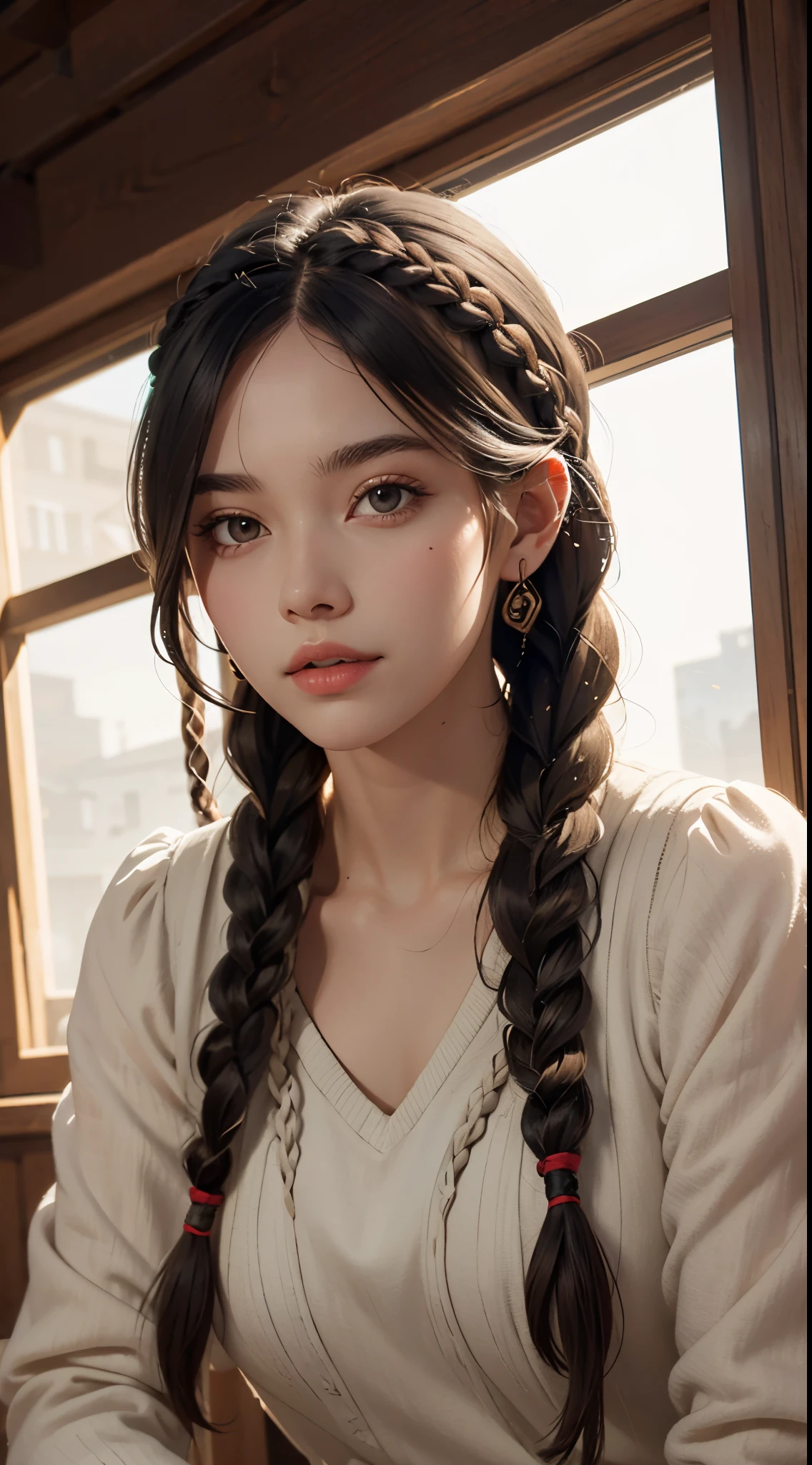 (quad braids:1.5), UHD, retina, masterpiece, ccurate, anatomically correct, textured skin, super detail, high details, high quality, best quality, highres, 1080P, HD, 4K, 8k, 16k